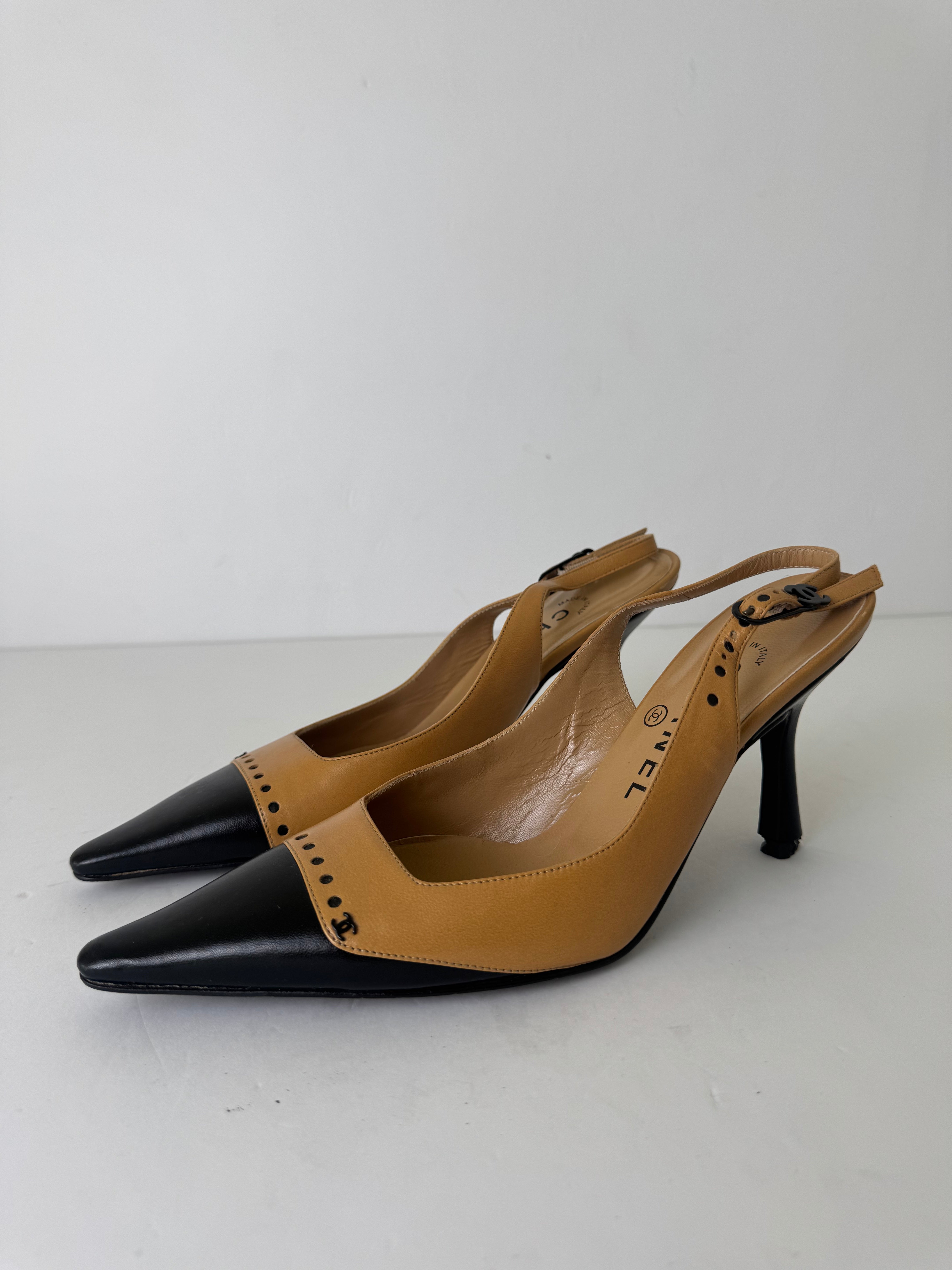 Chanel Vintage CC Slingbacks 37