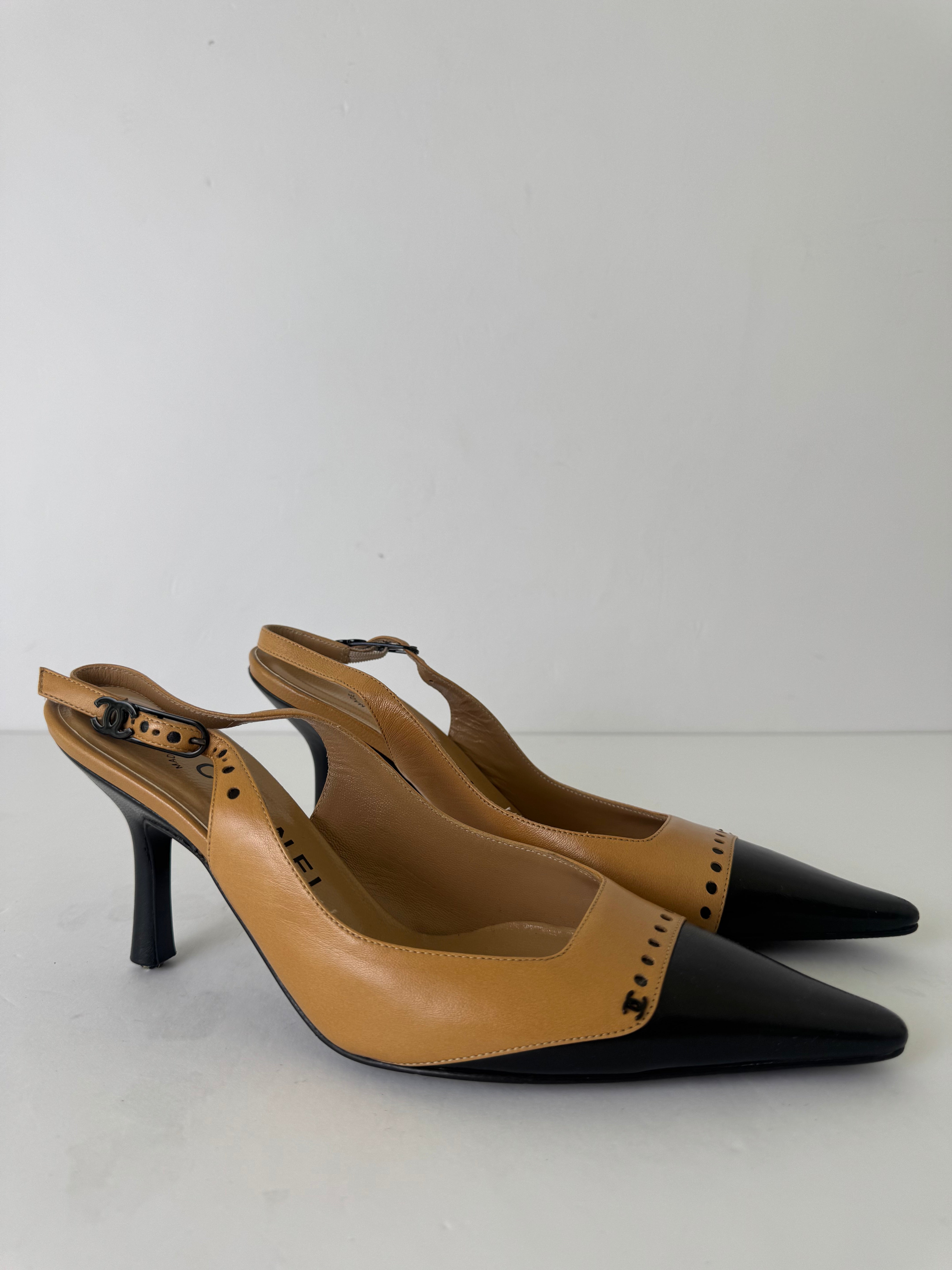 Chanel Vintage CC Slingbacks 37