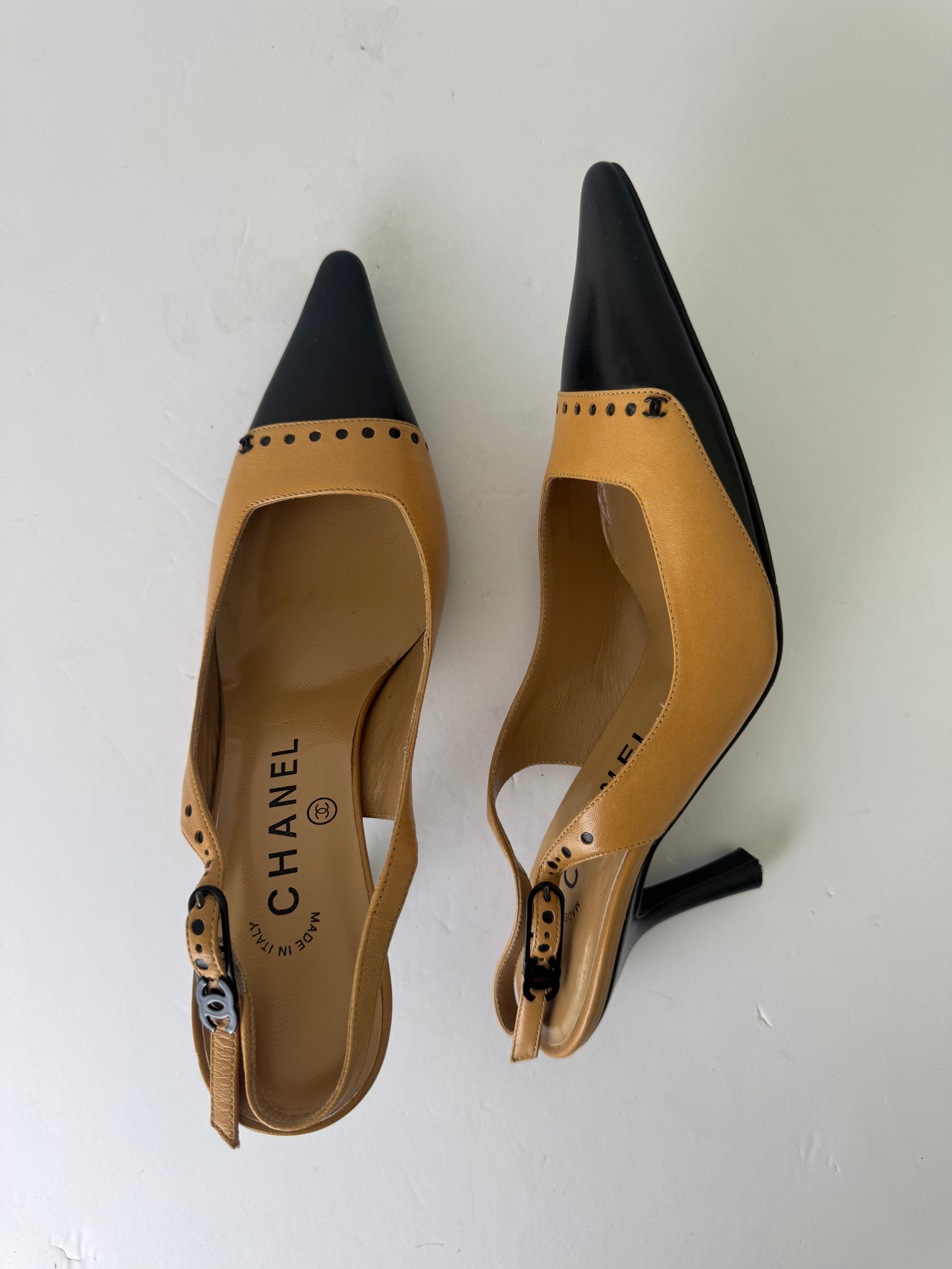 Chanel Vintage CC Slingbacks 37