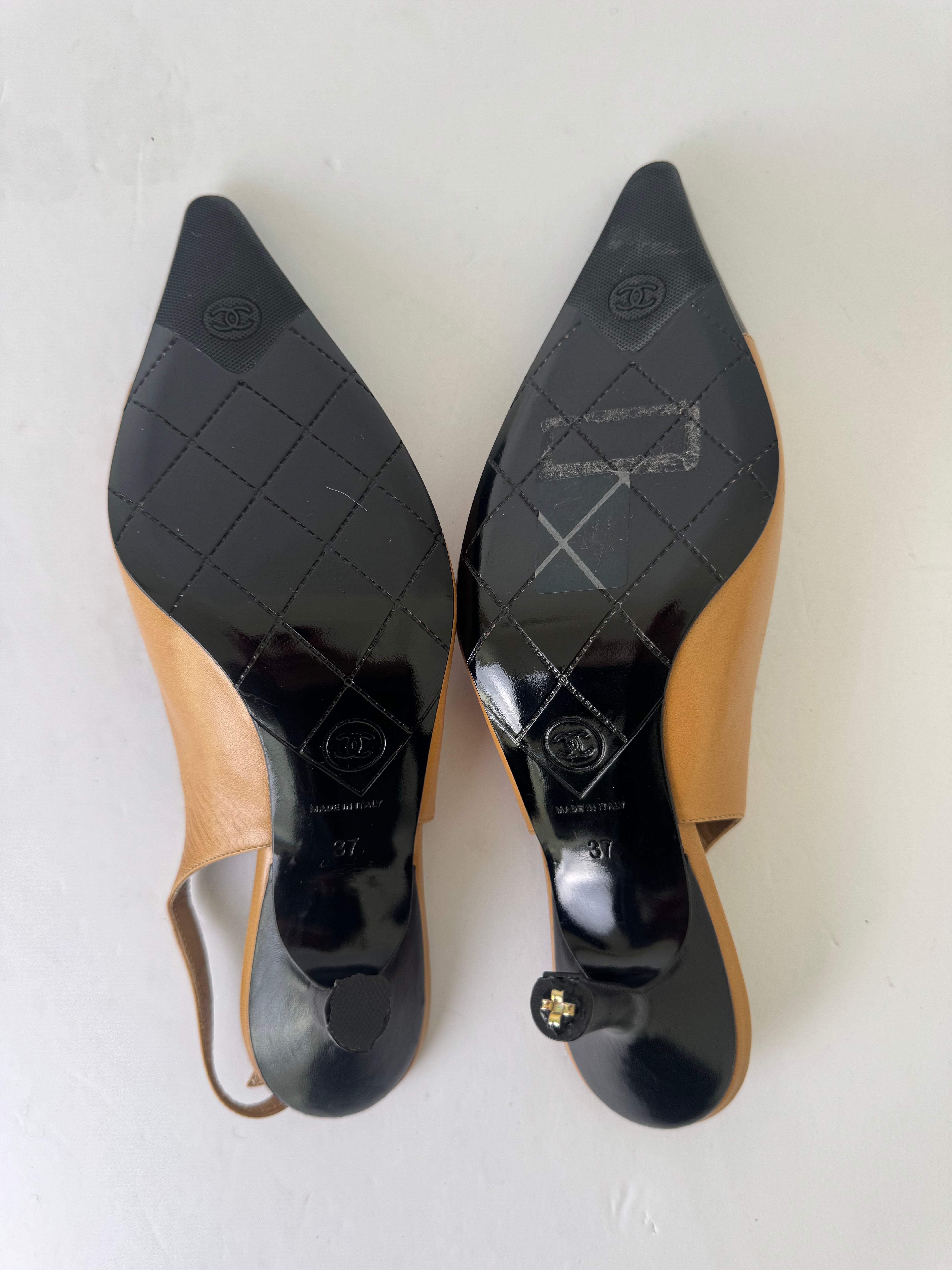 Chanel Vintage CC Slingbacks 37