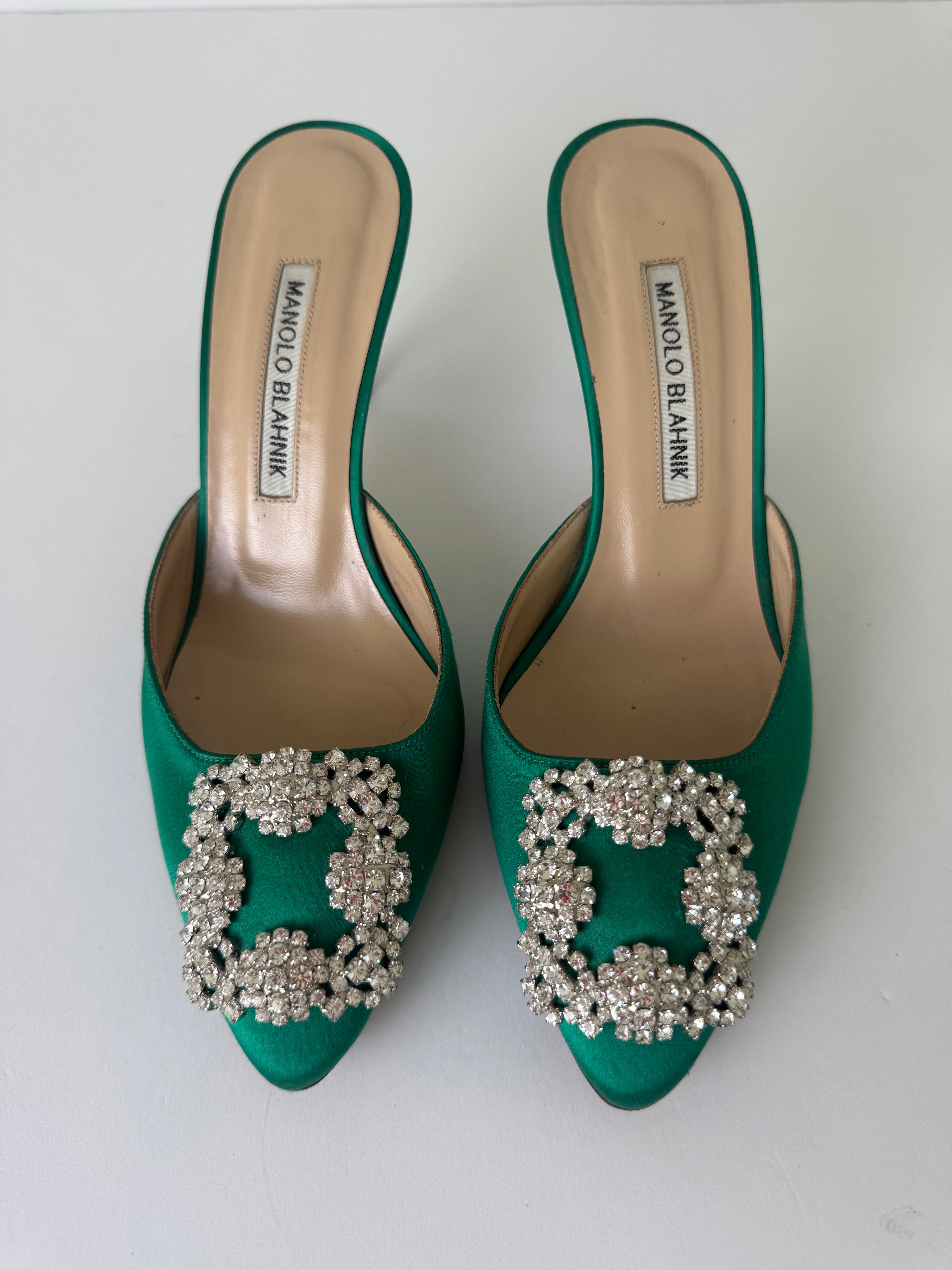 Manolo Blahnik Hangisi Satin Mules 36
