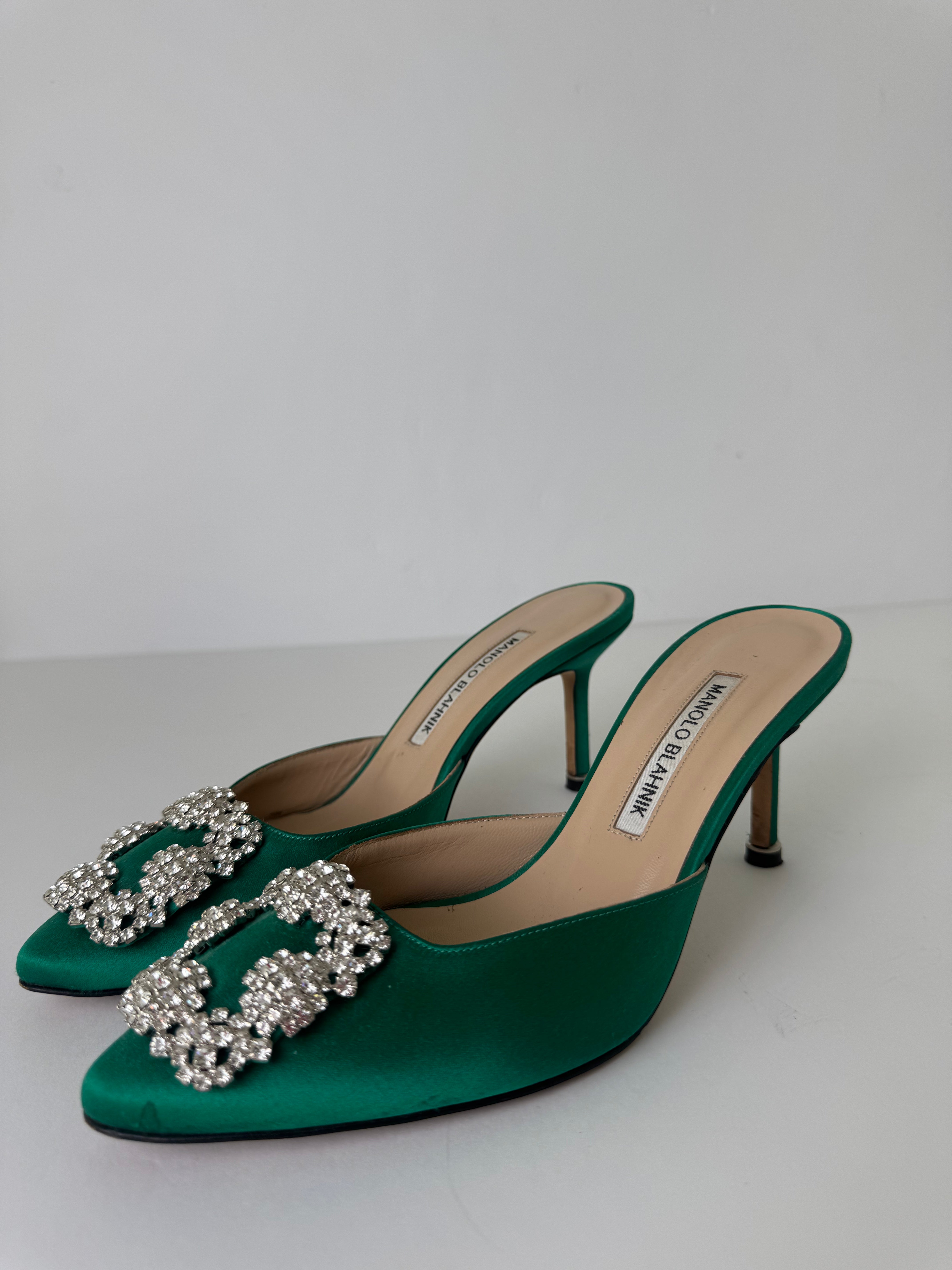 Manolo Blahnik Hangisi Satin Mules 36