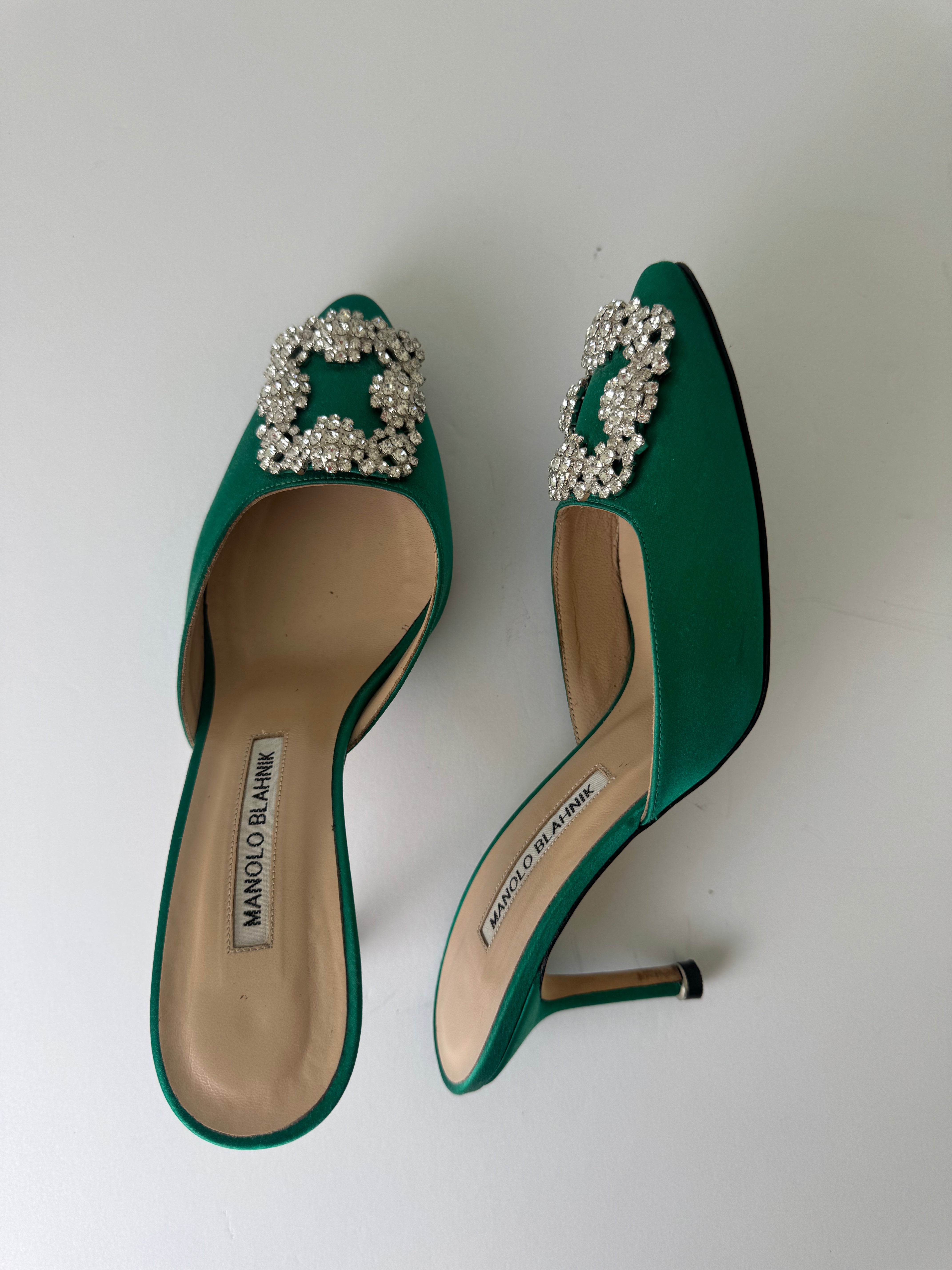 Manolo Blahnik Hangisi Satin Mules 36