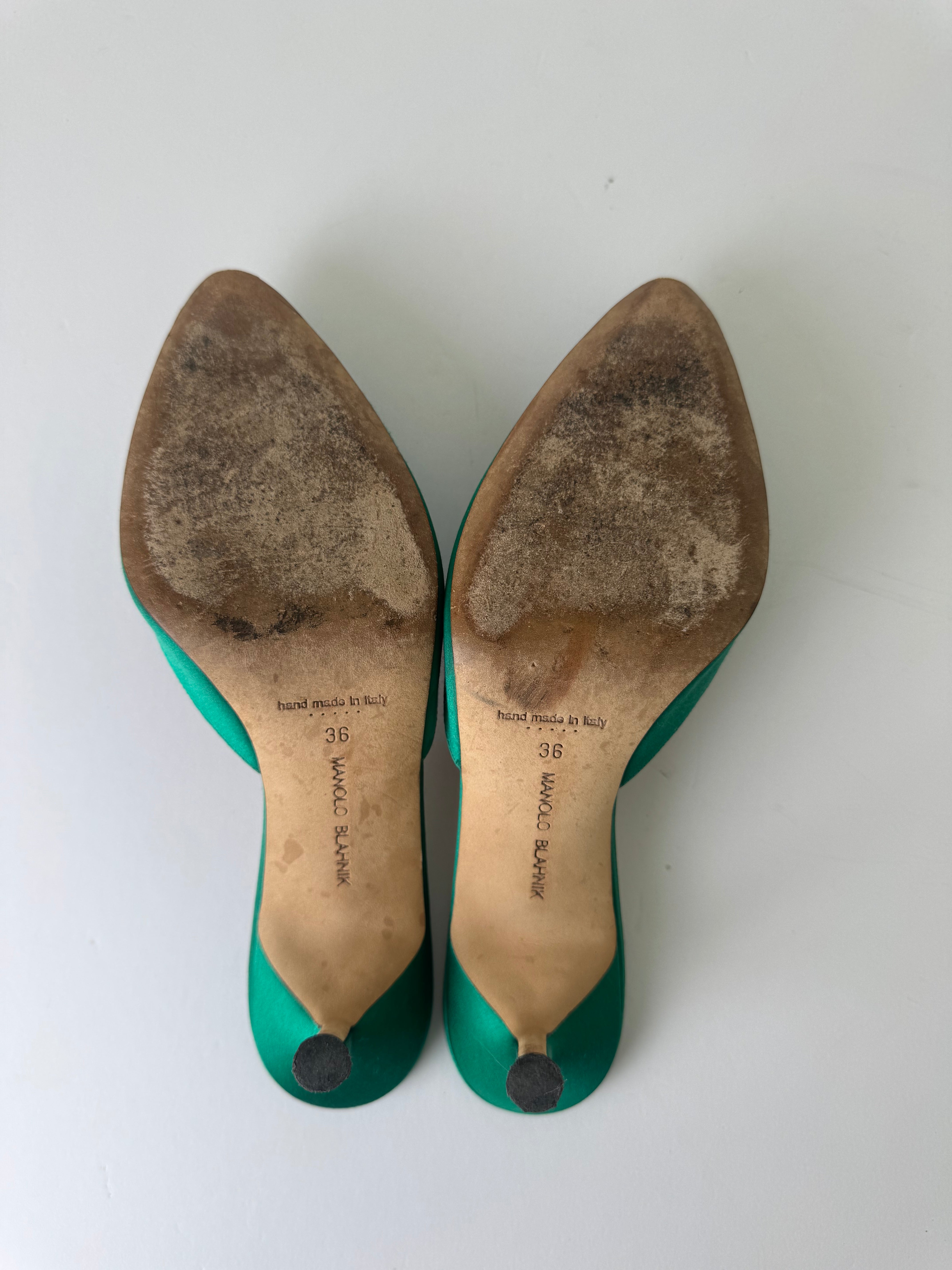 Manolo Blahnik Hangisi Satin Mules 36