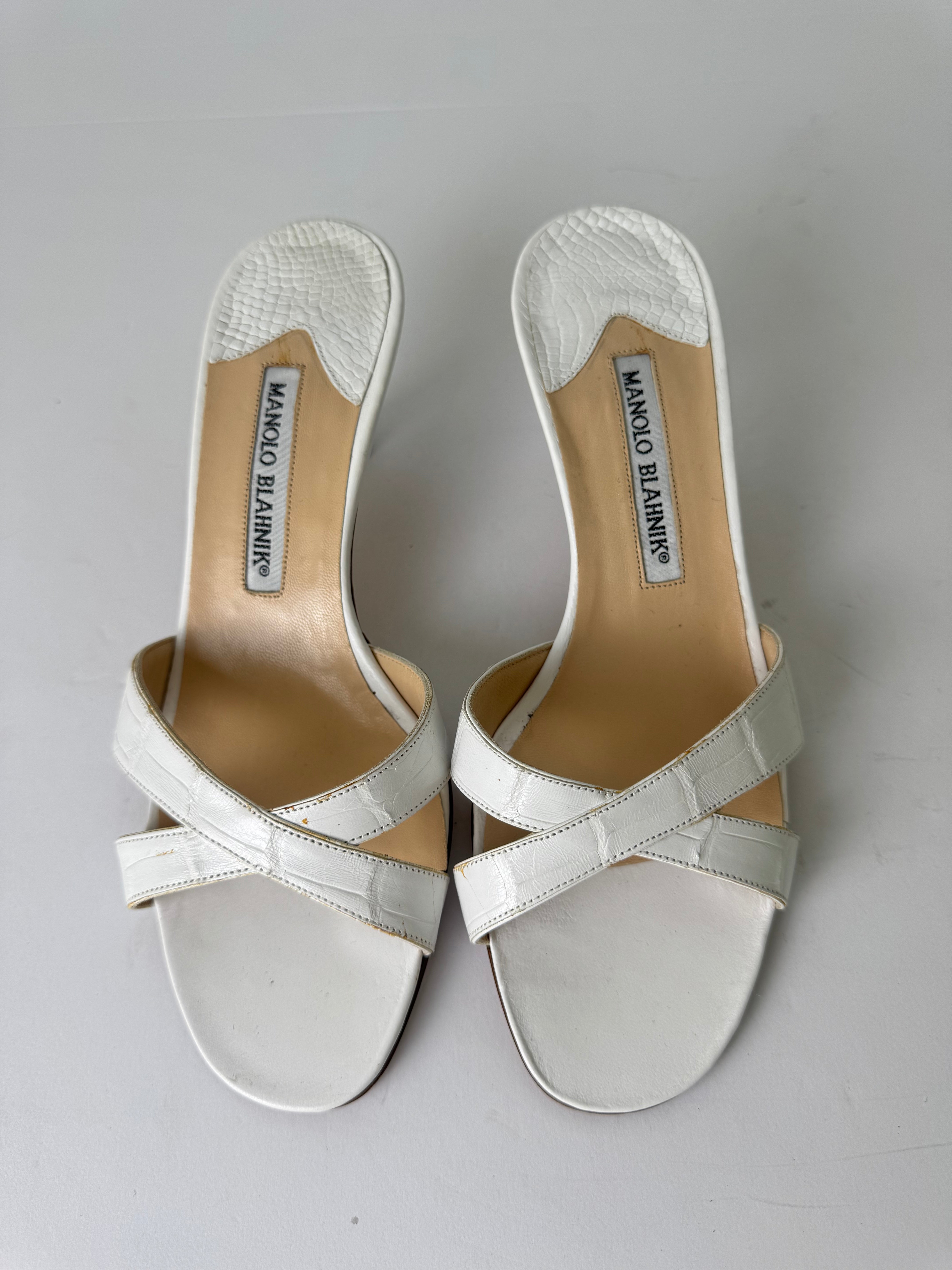 Manolo Blahnik Croc Sandal Heels 37