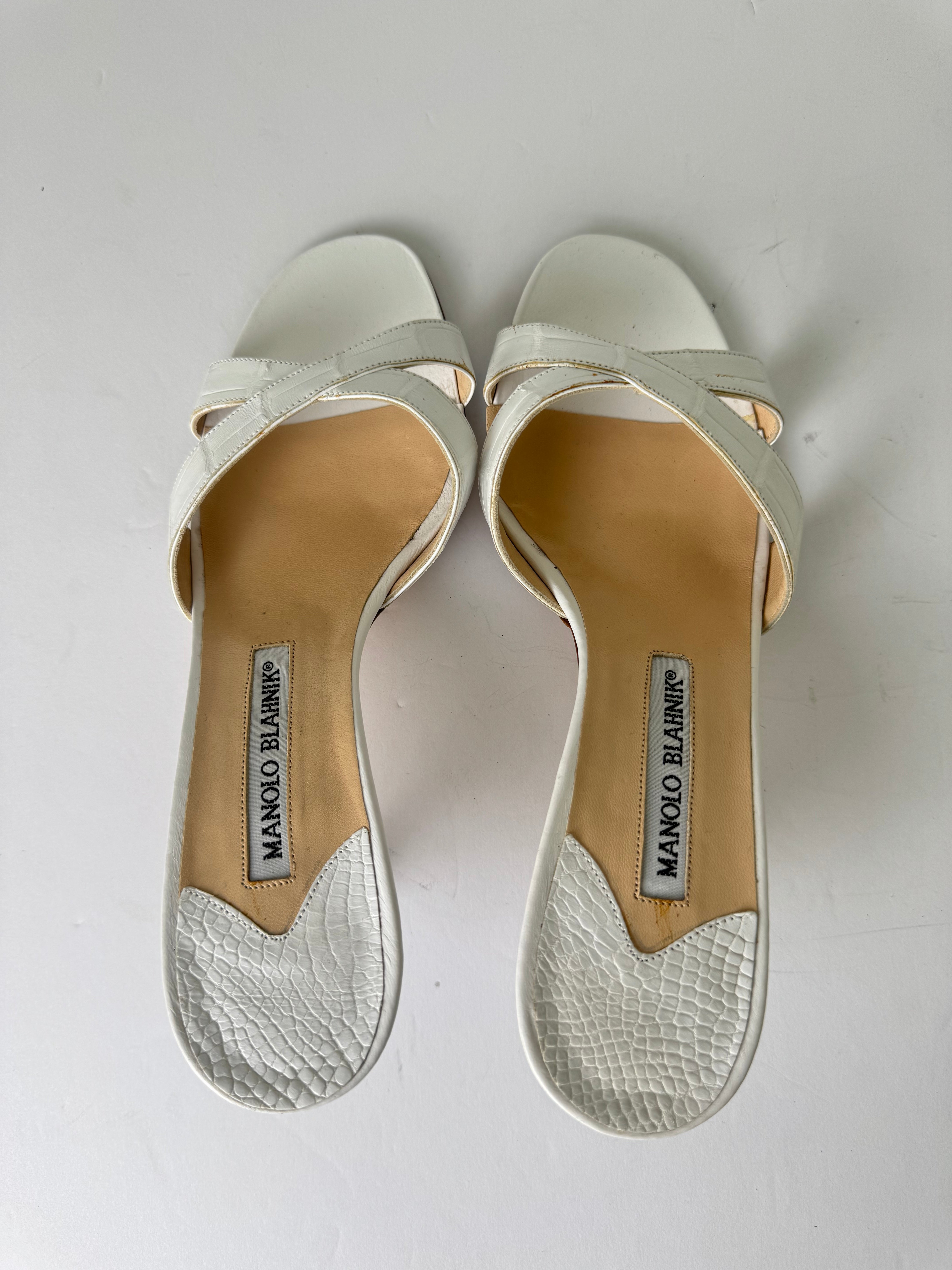 Manolo Blahnik Croc Sandal Heels 37