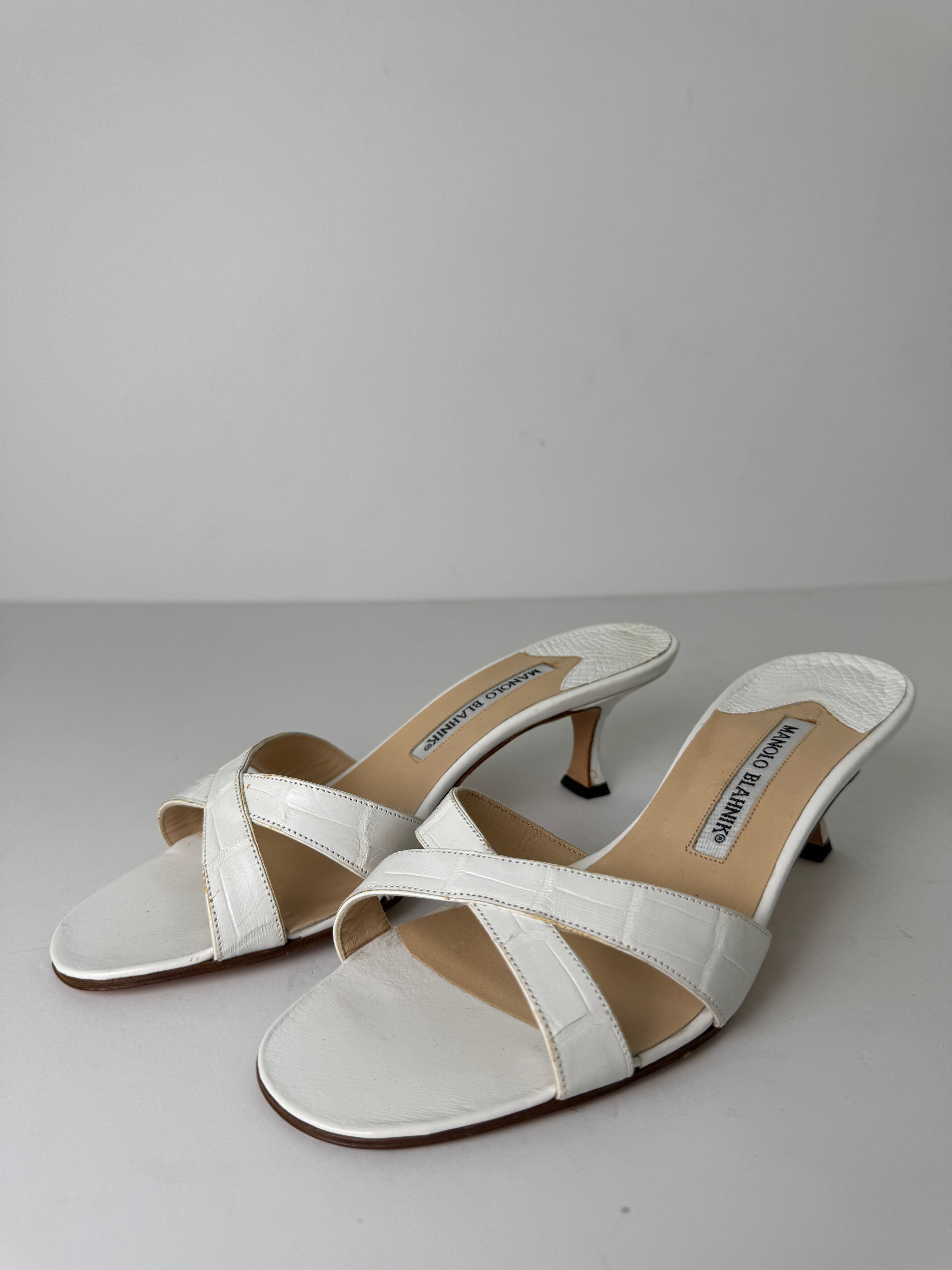 Manolo Blahnik Croc Sandal Heels 37