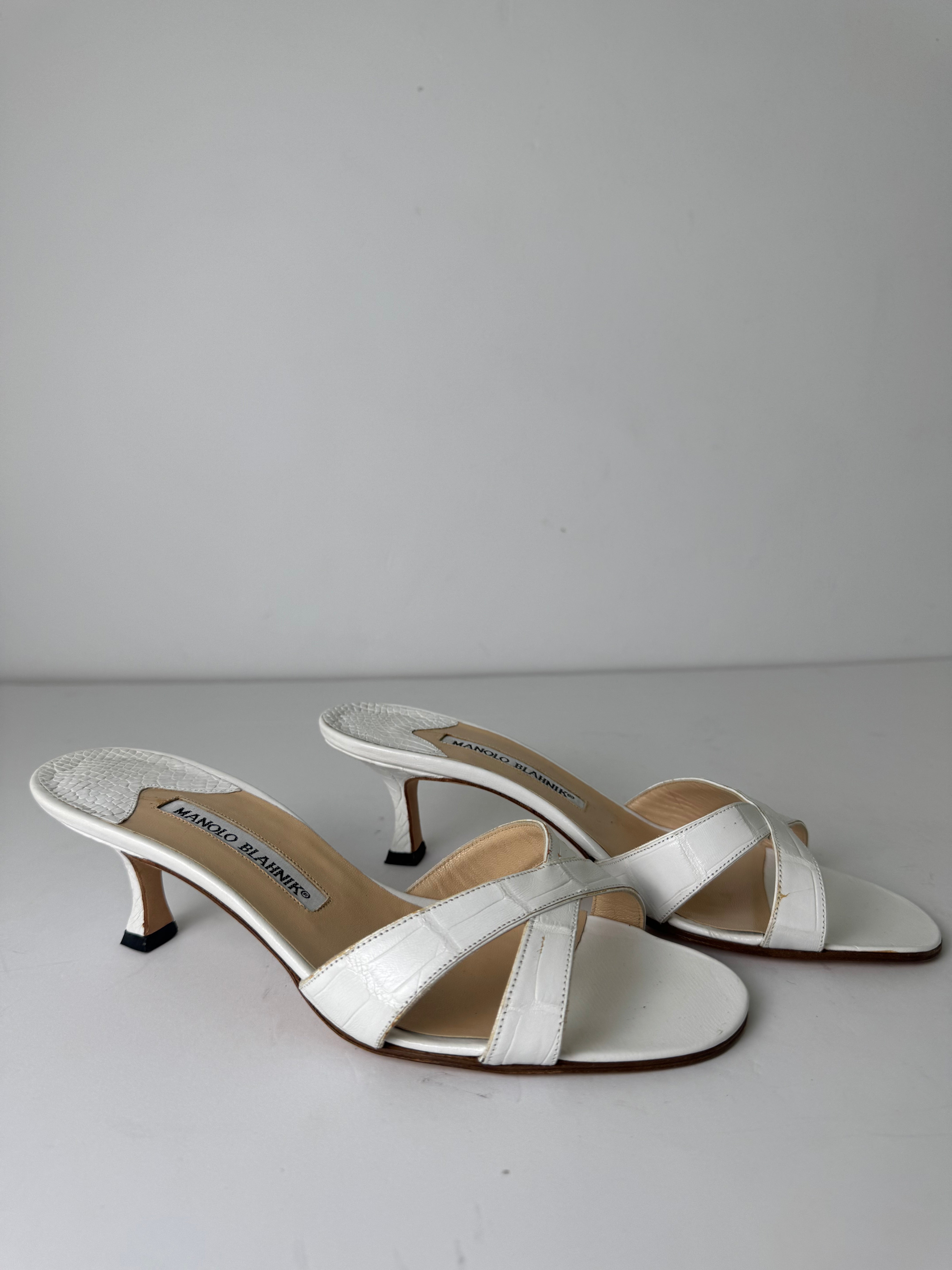 Manolo Blahnik Croc Sandal Heels 37