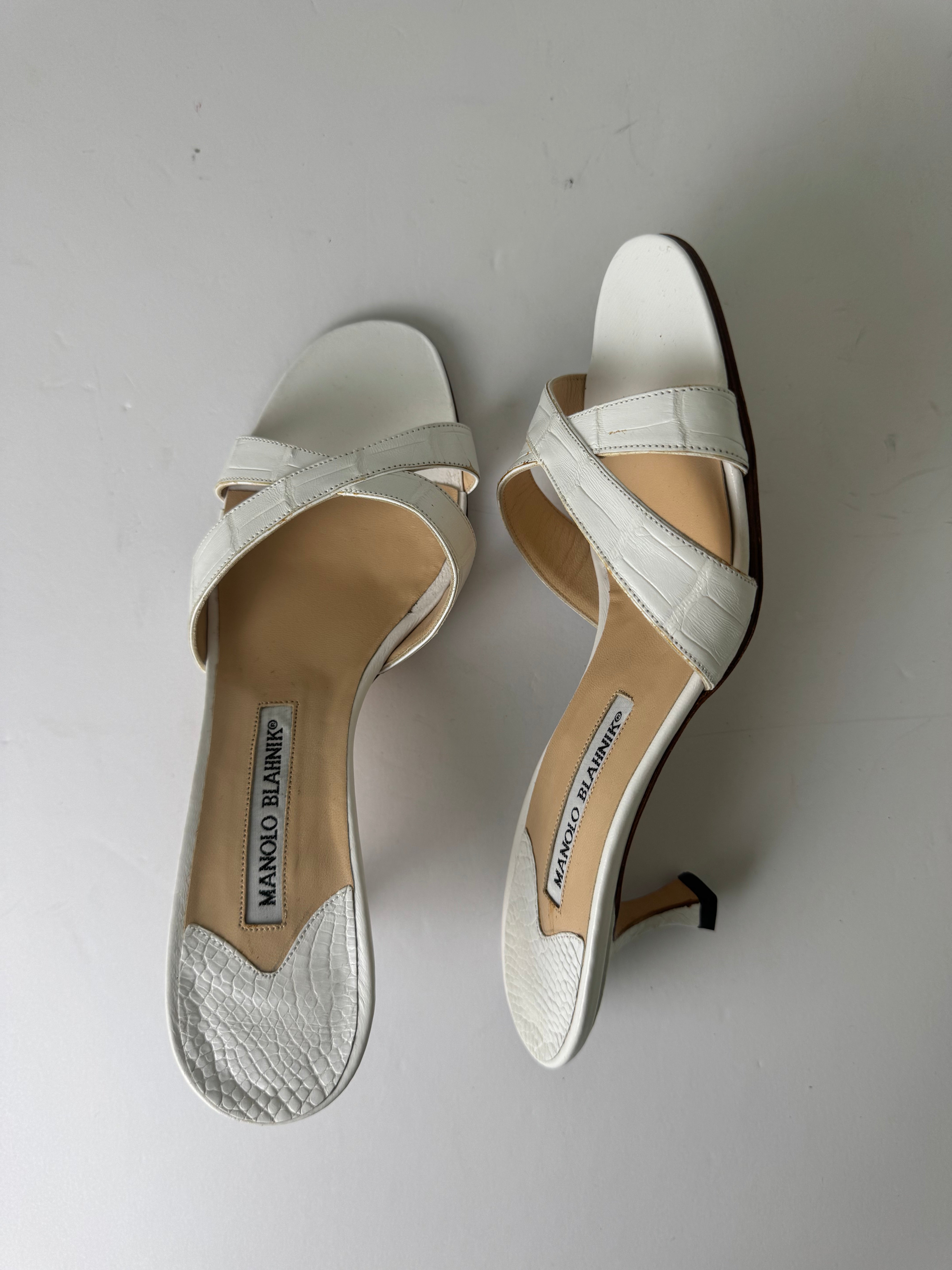 Manolo Blahnik Croc Sandal Heels 37