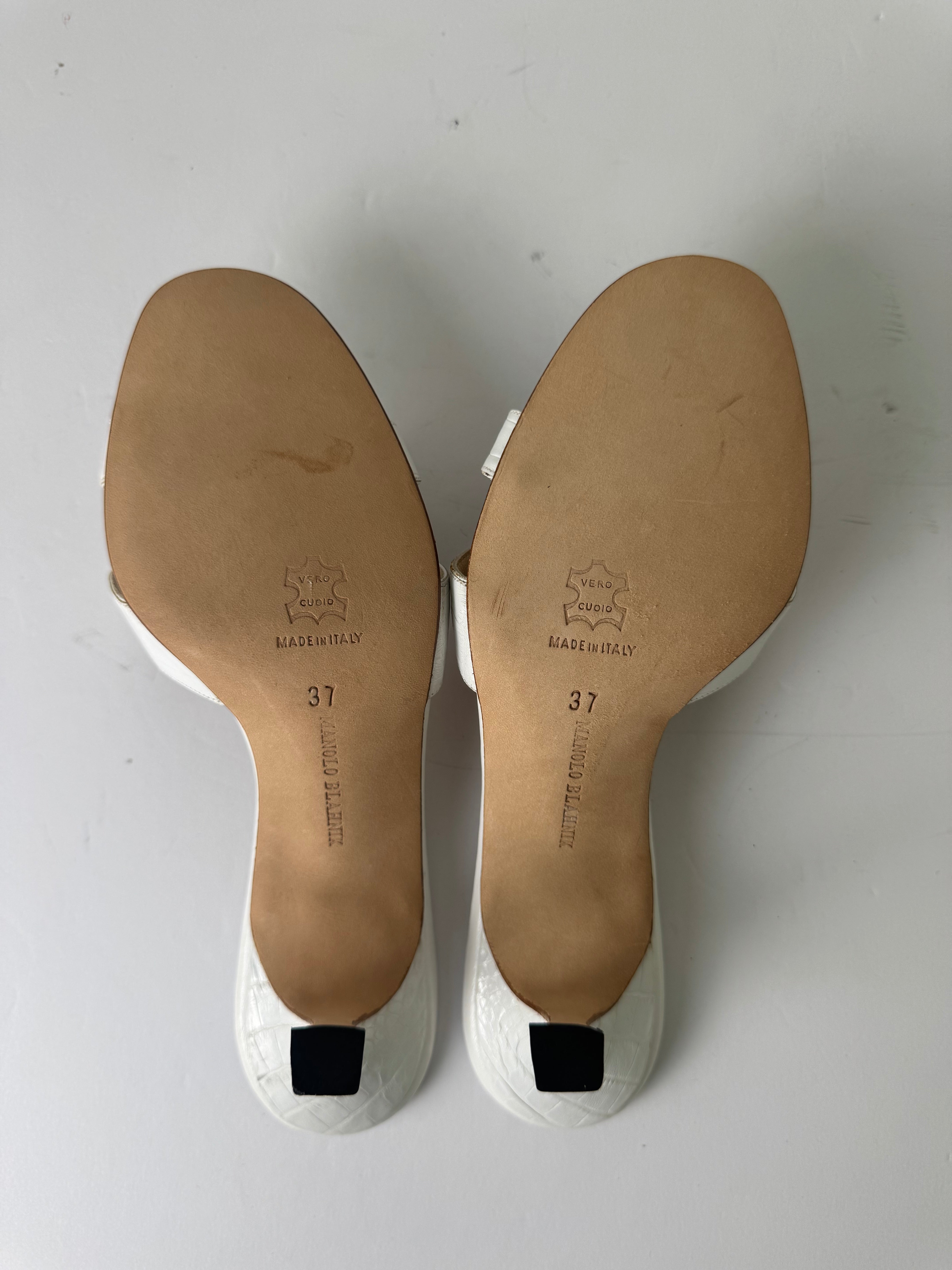 Manolo Blahnik Croc Sandal Heels 37