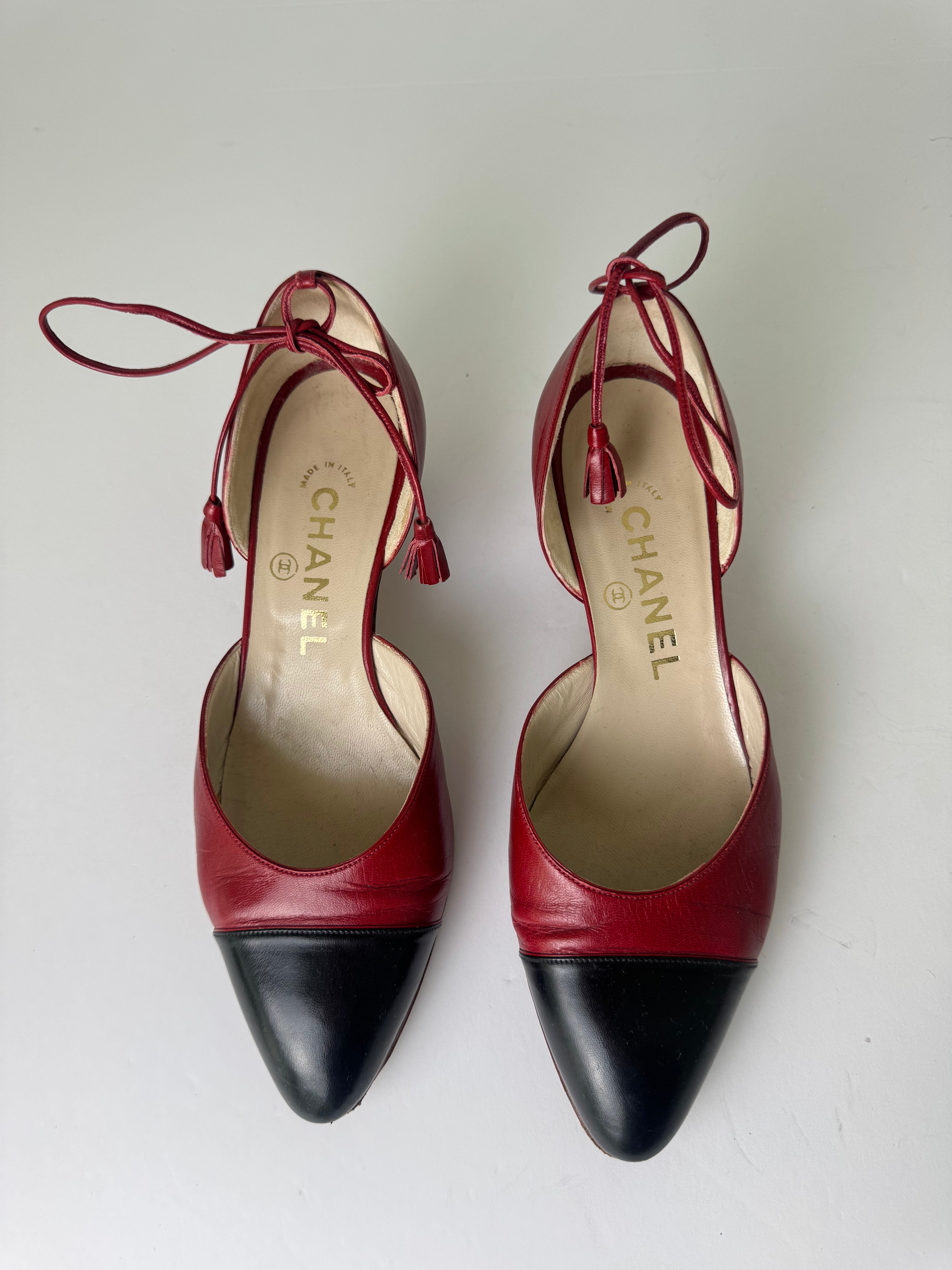 Chanel Vintage Slingback Leather Flats 35.5