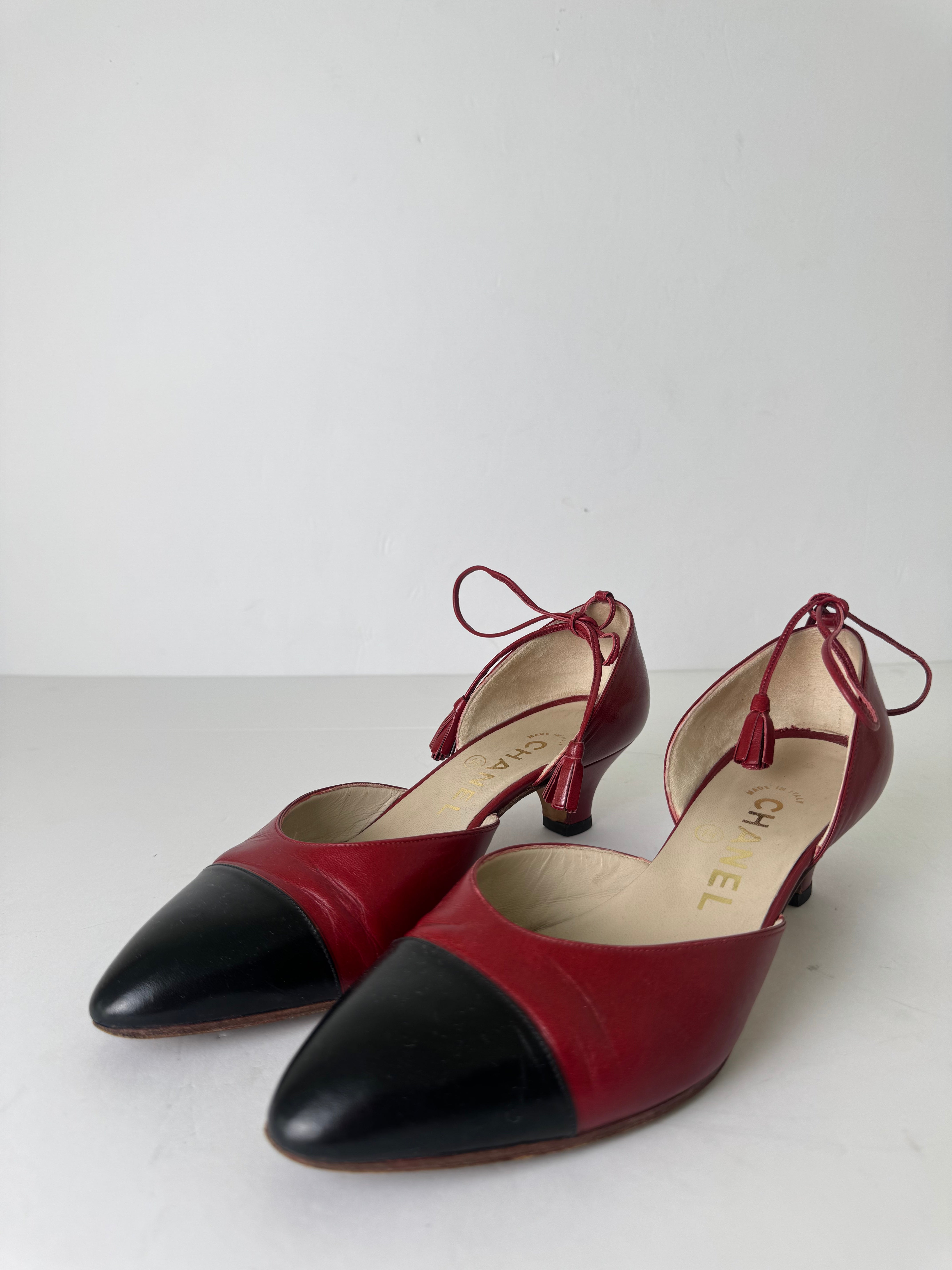 Chanel Vintage Slingback Leather Flats 35.5