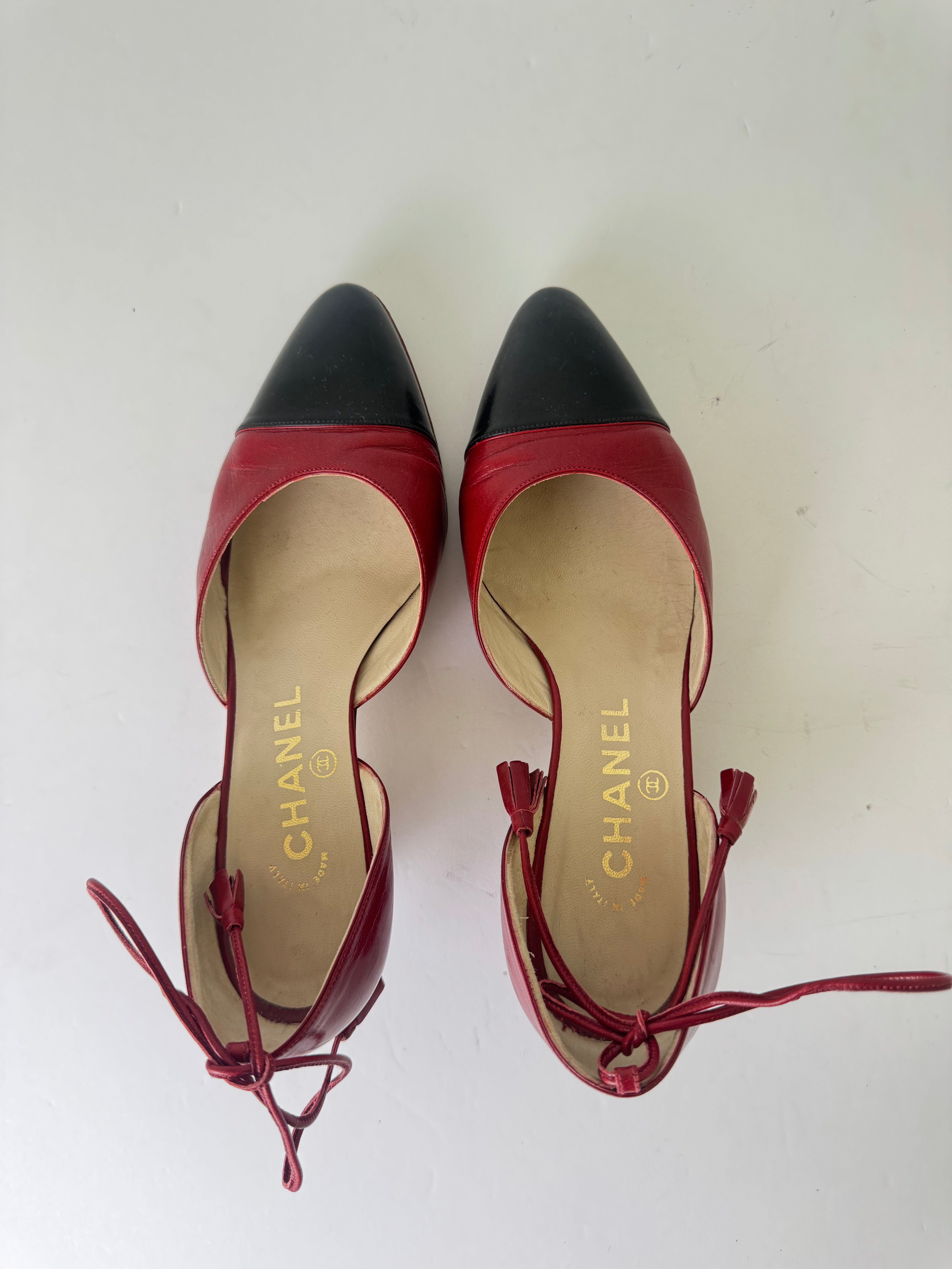 Chanel Vintage Slingback Leather Flats 35.5