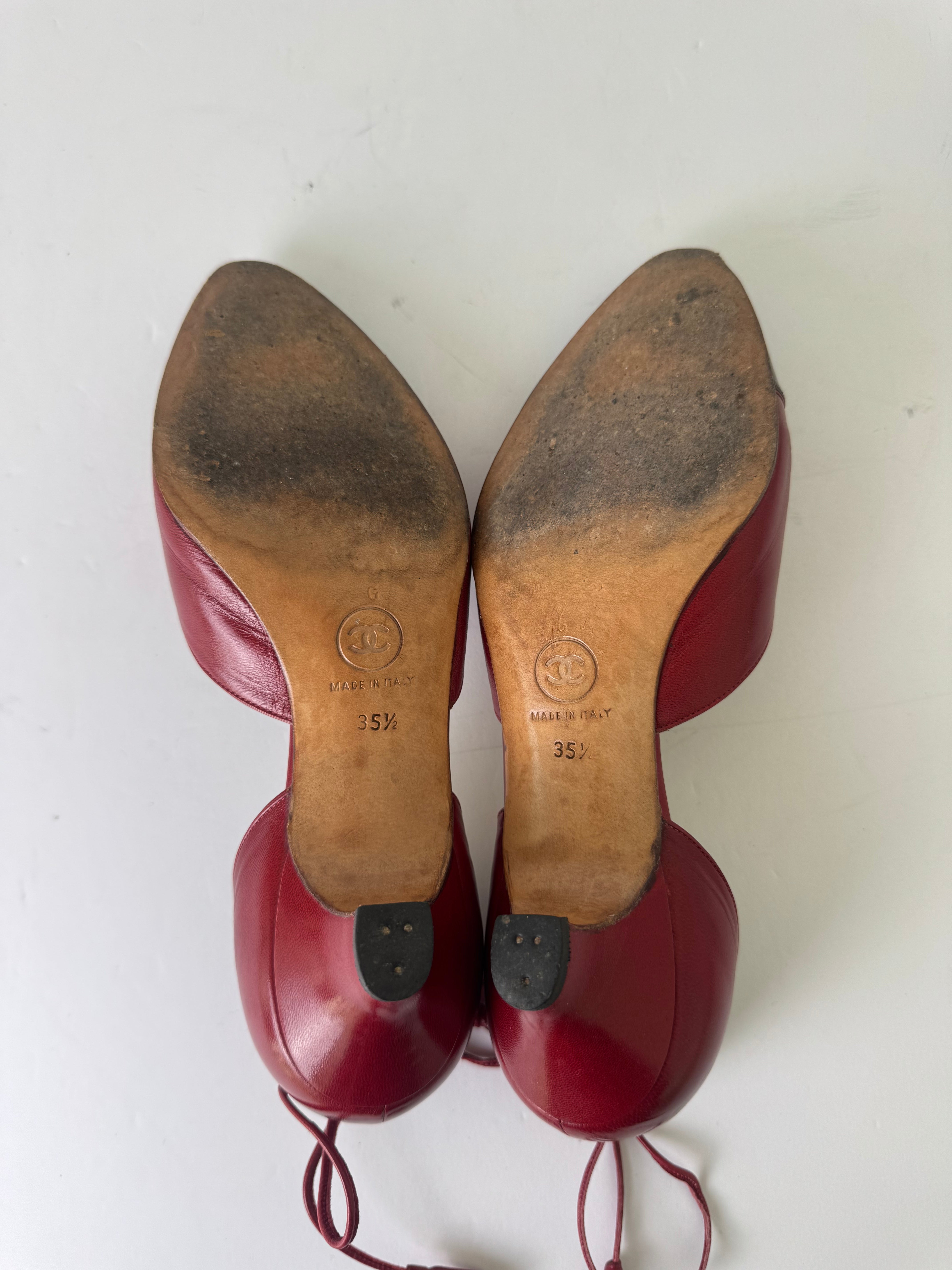 Chanel Vintage Slingback Leather Flats 35.5