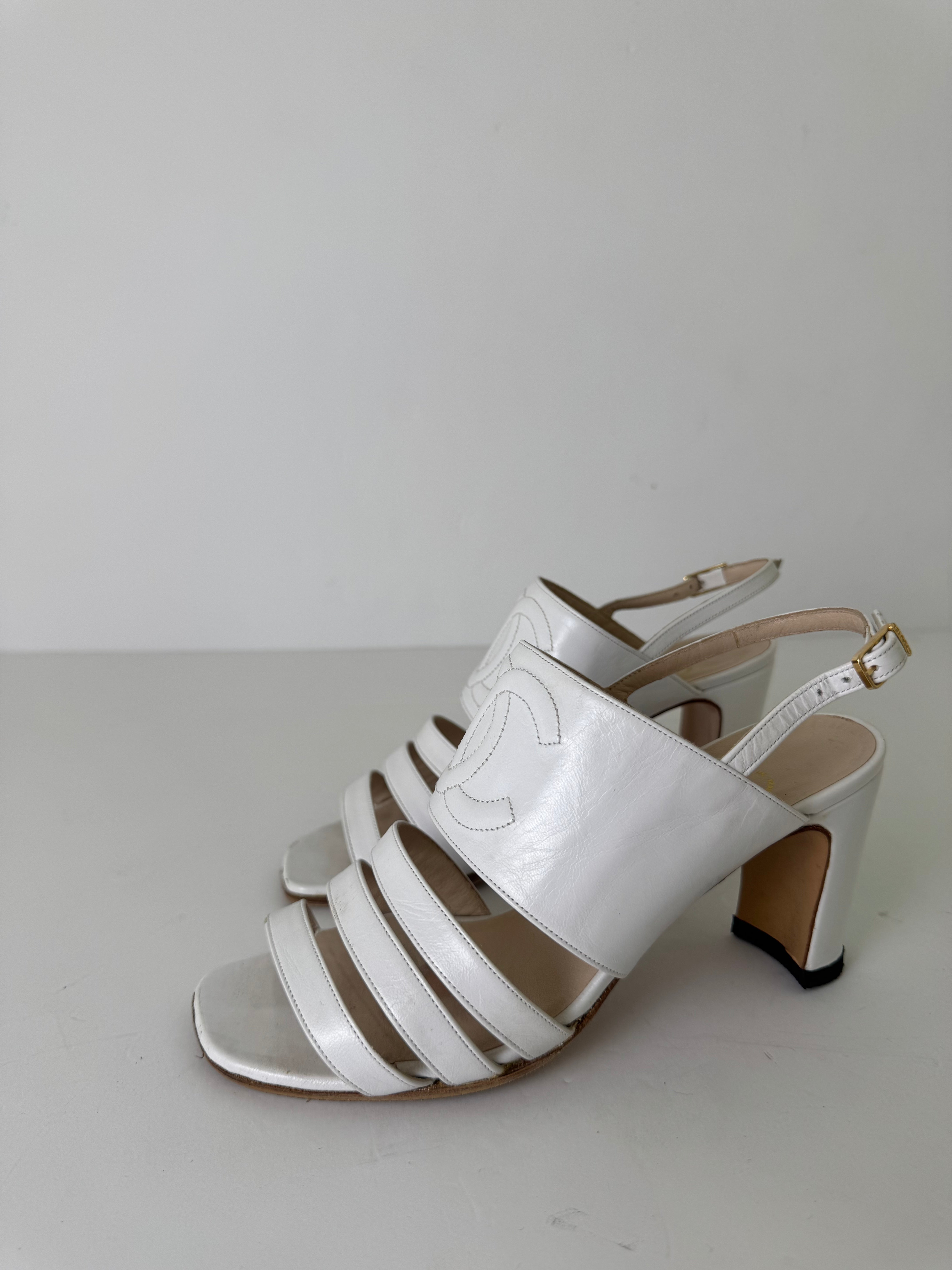 Chanel Open Toe Leather Pumps 36