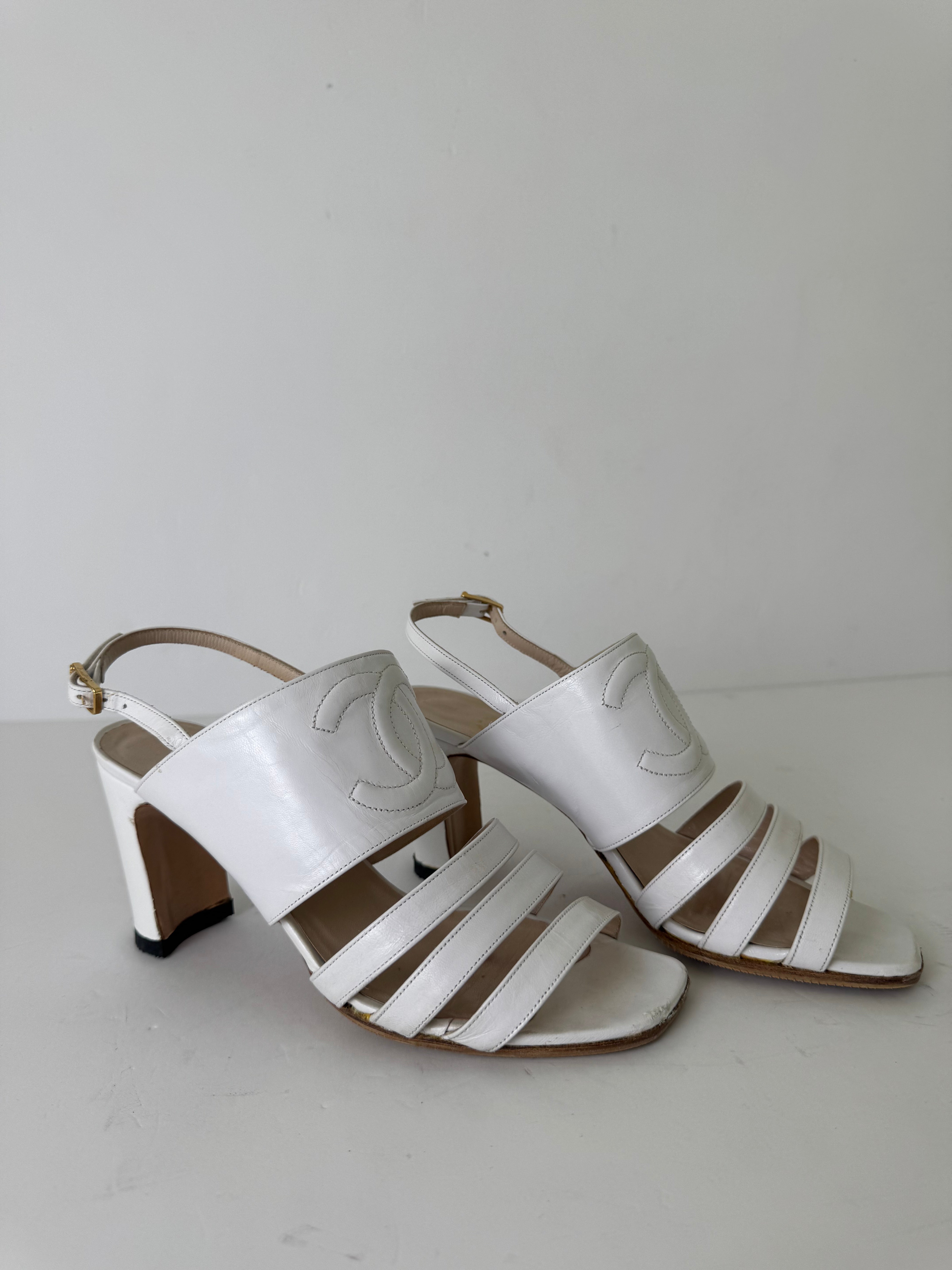 Chanel Open Toe Leather Pumps 36