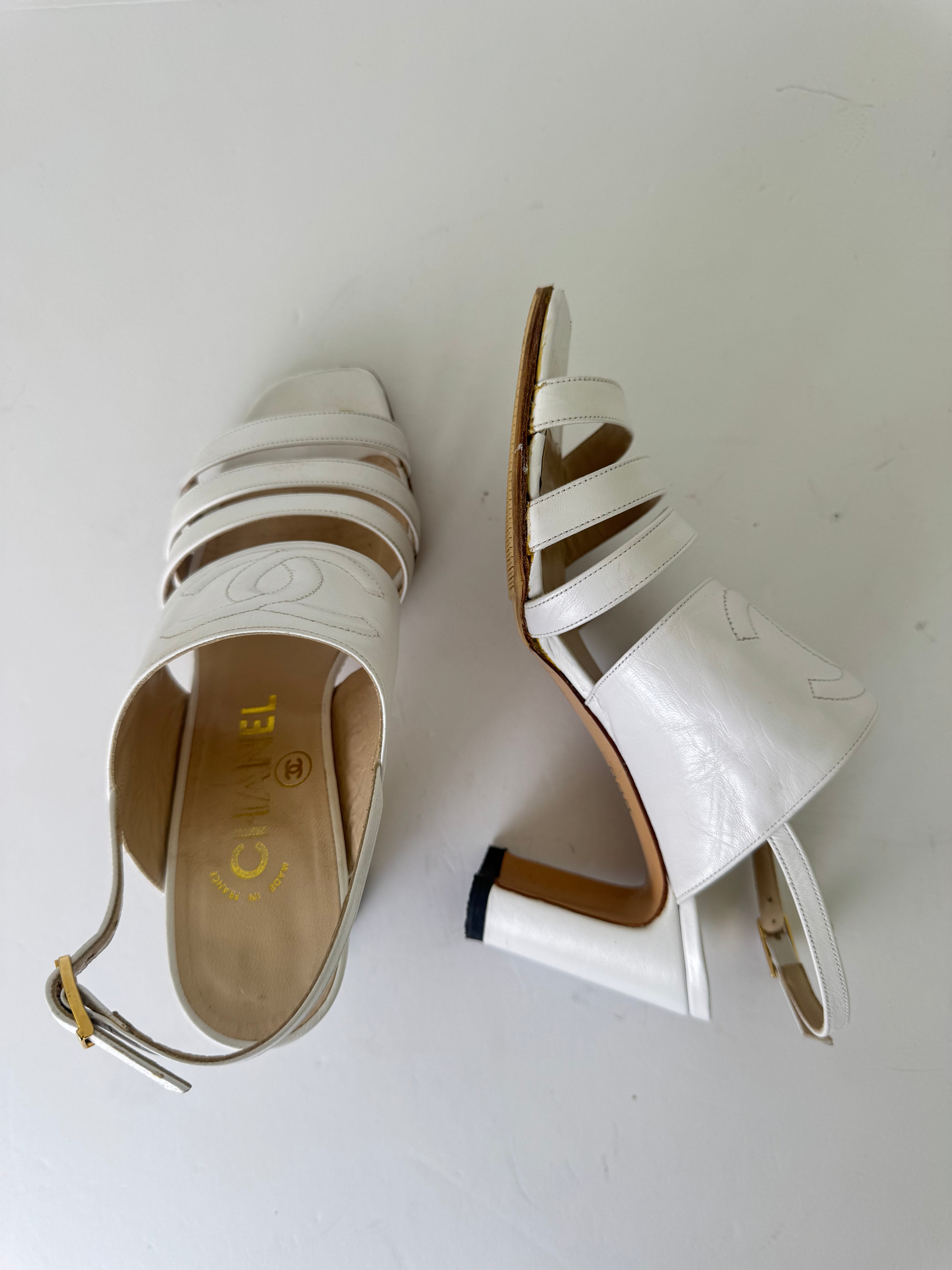 Chanel Open Toe Leather Pumps 36