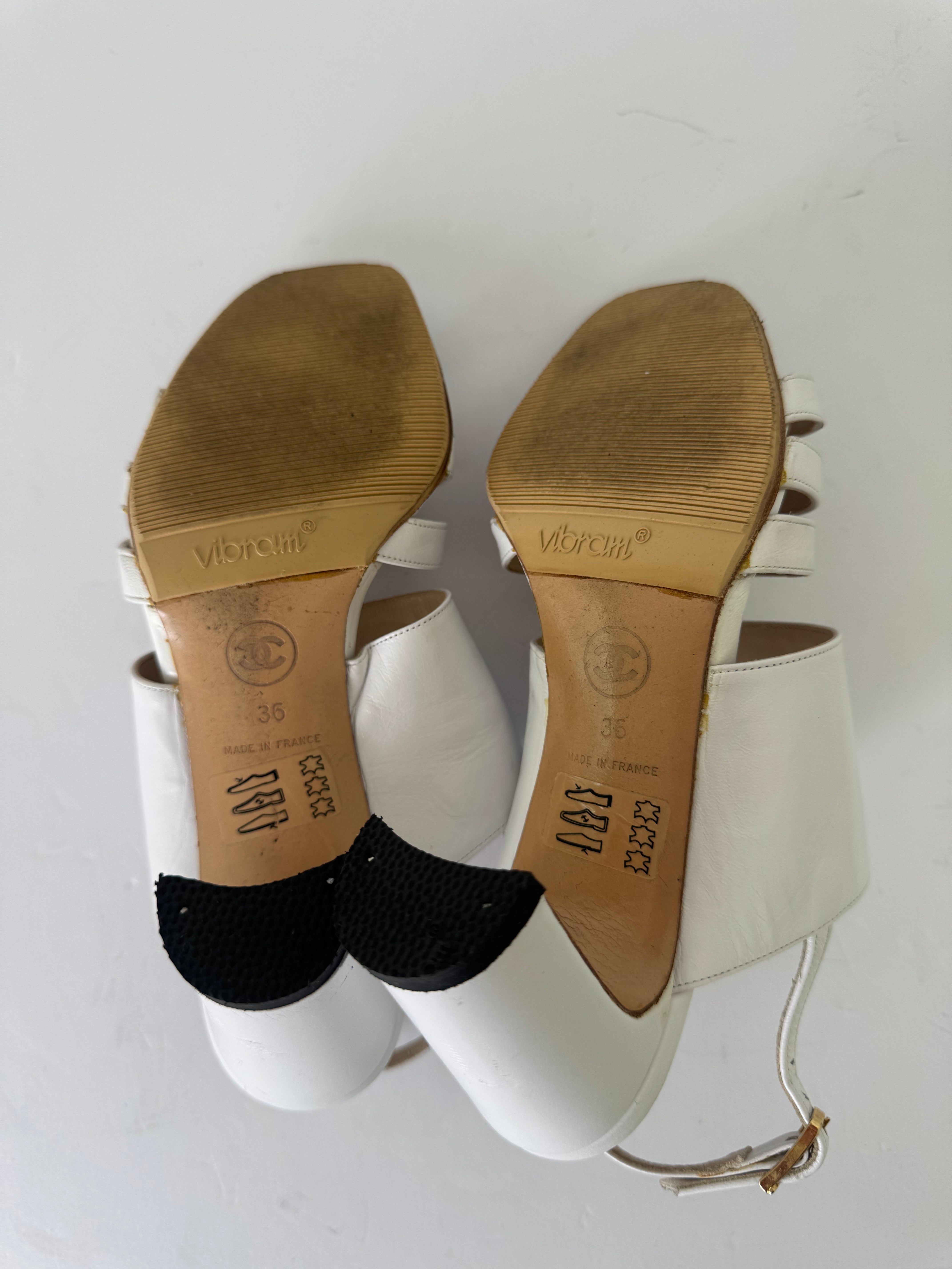 Chanel Open Toe Leather Pumps 36