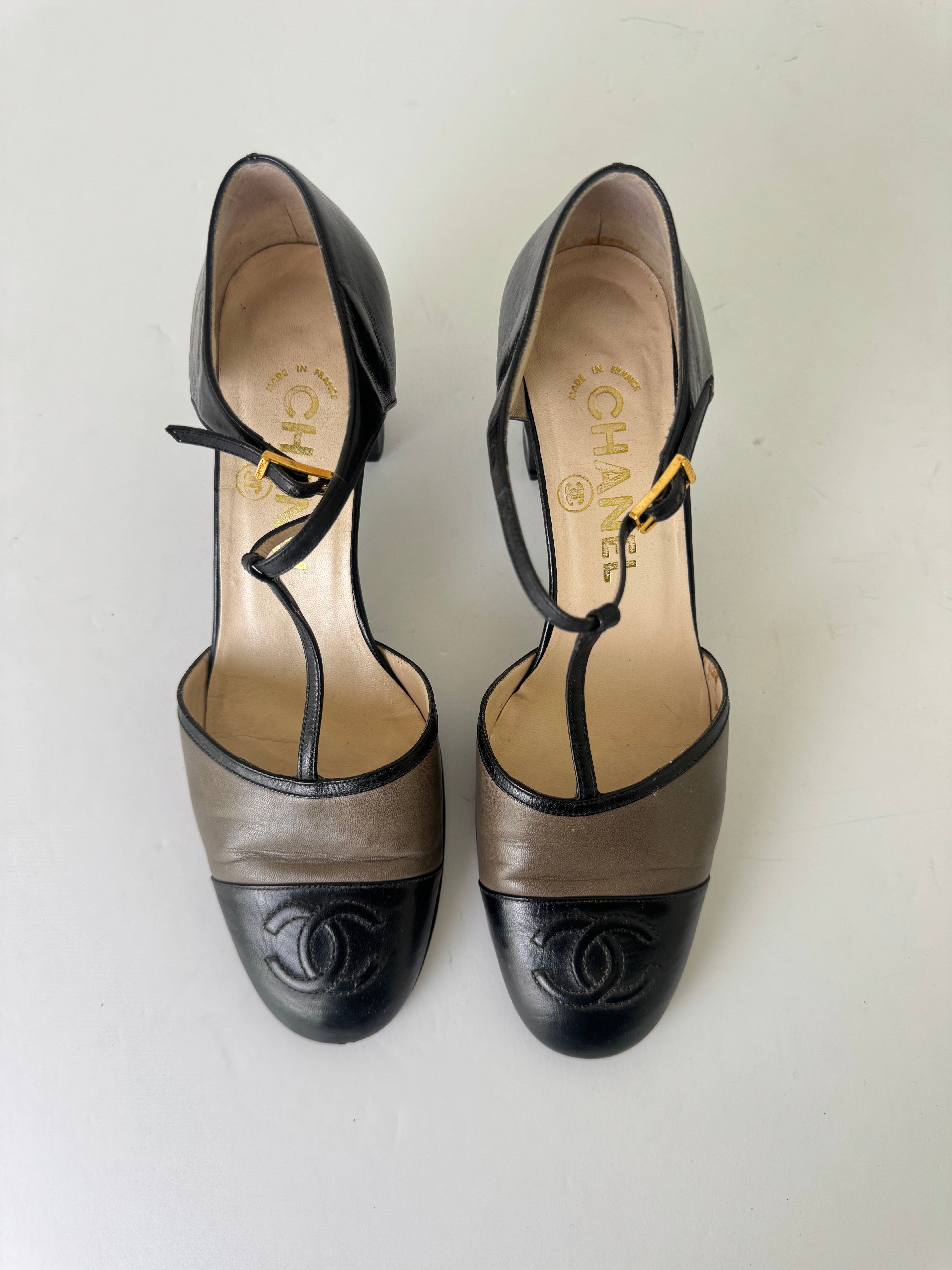 Chanel Black Mary Jane Pumps 37