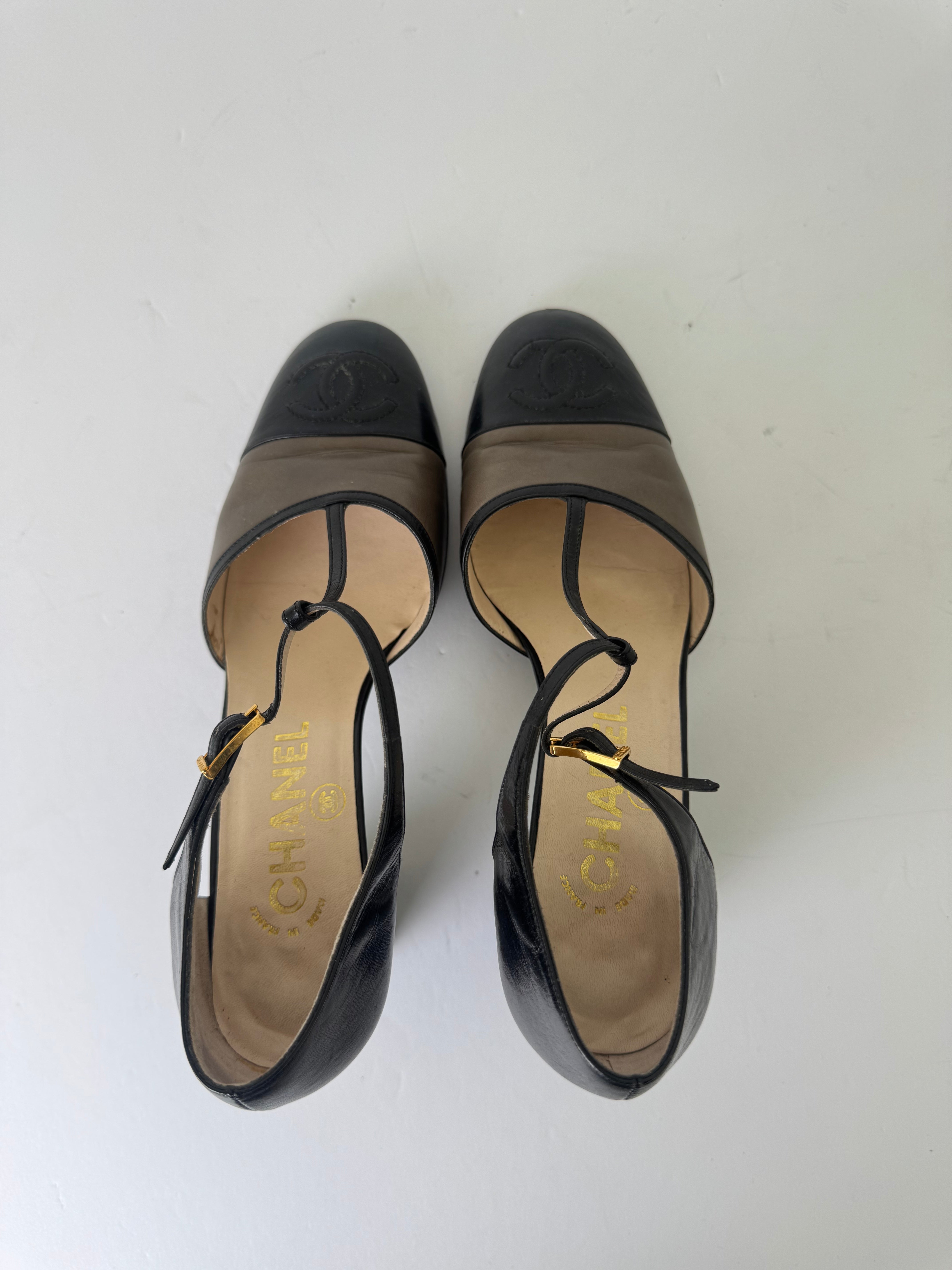 Chanel Black Mary Jane Pumps 37