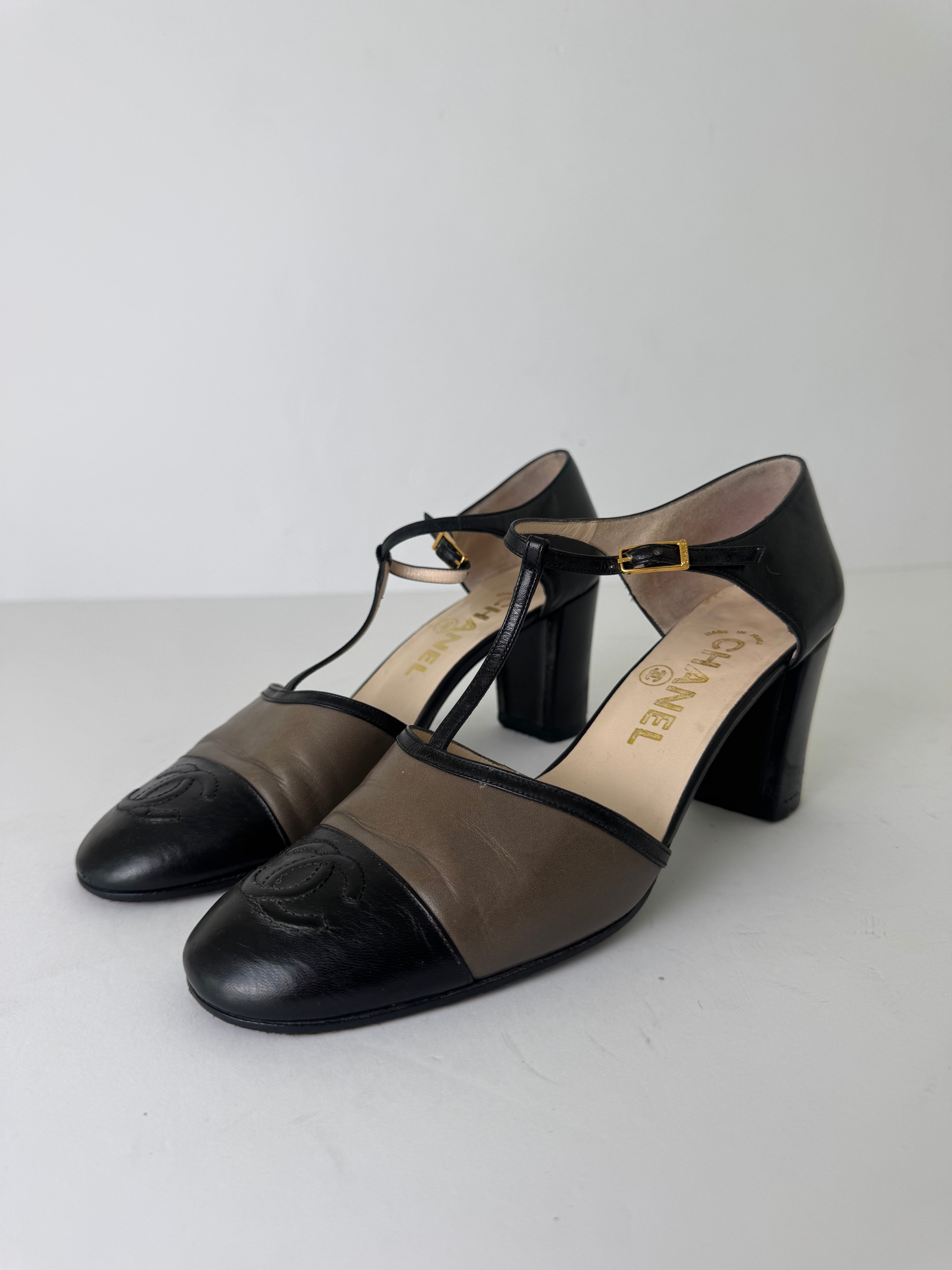 Chanel Black Mary Jane Pumps 37