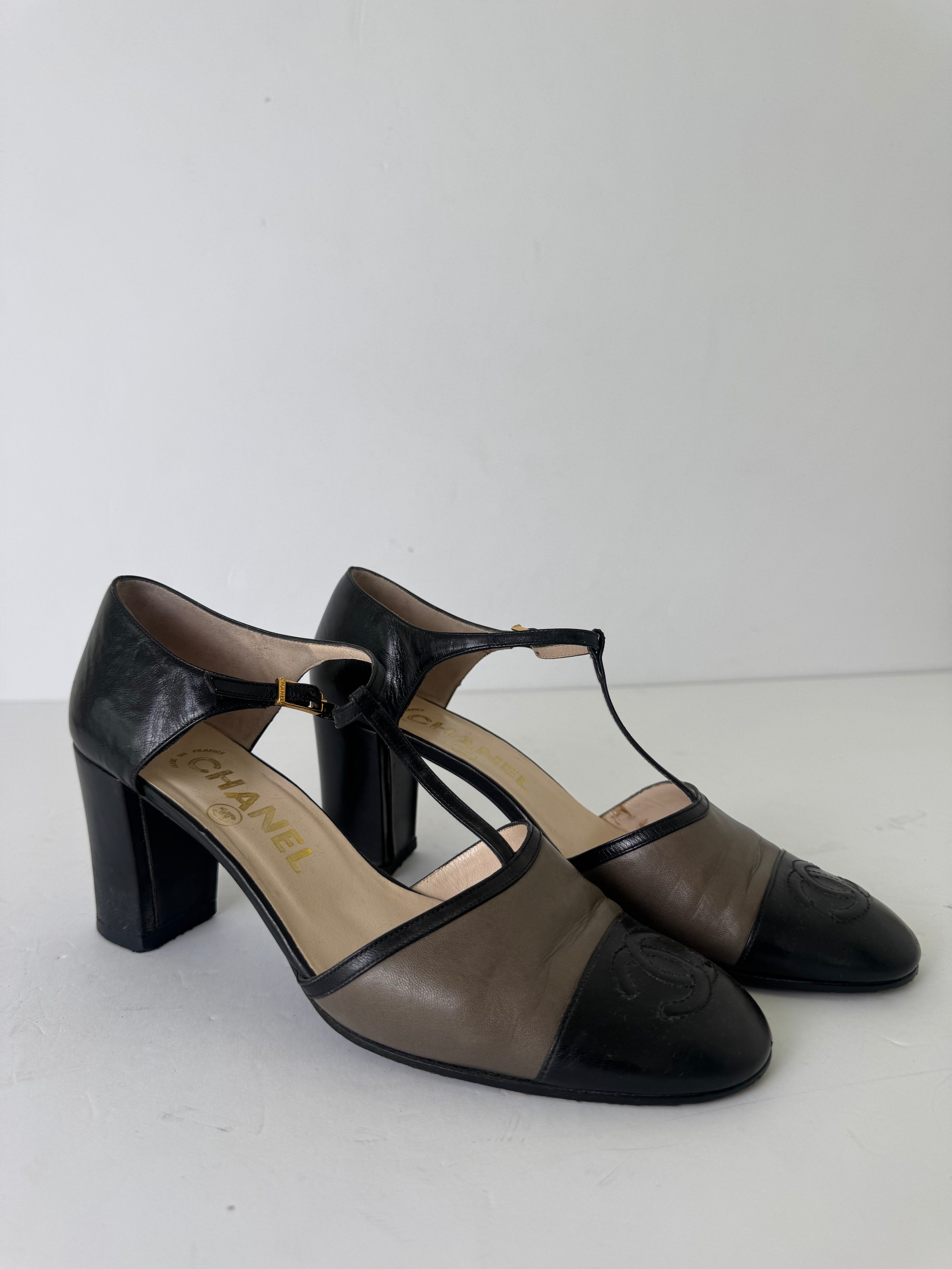 Chanel Black Mary Jane Pumps 37