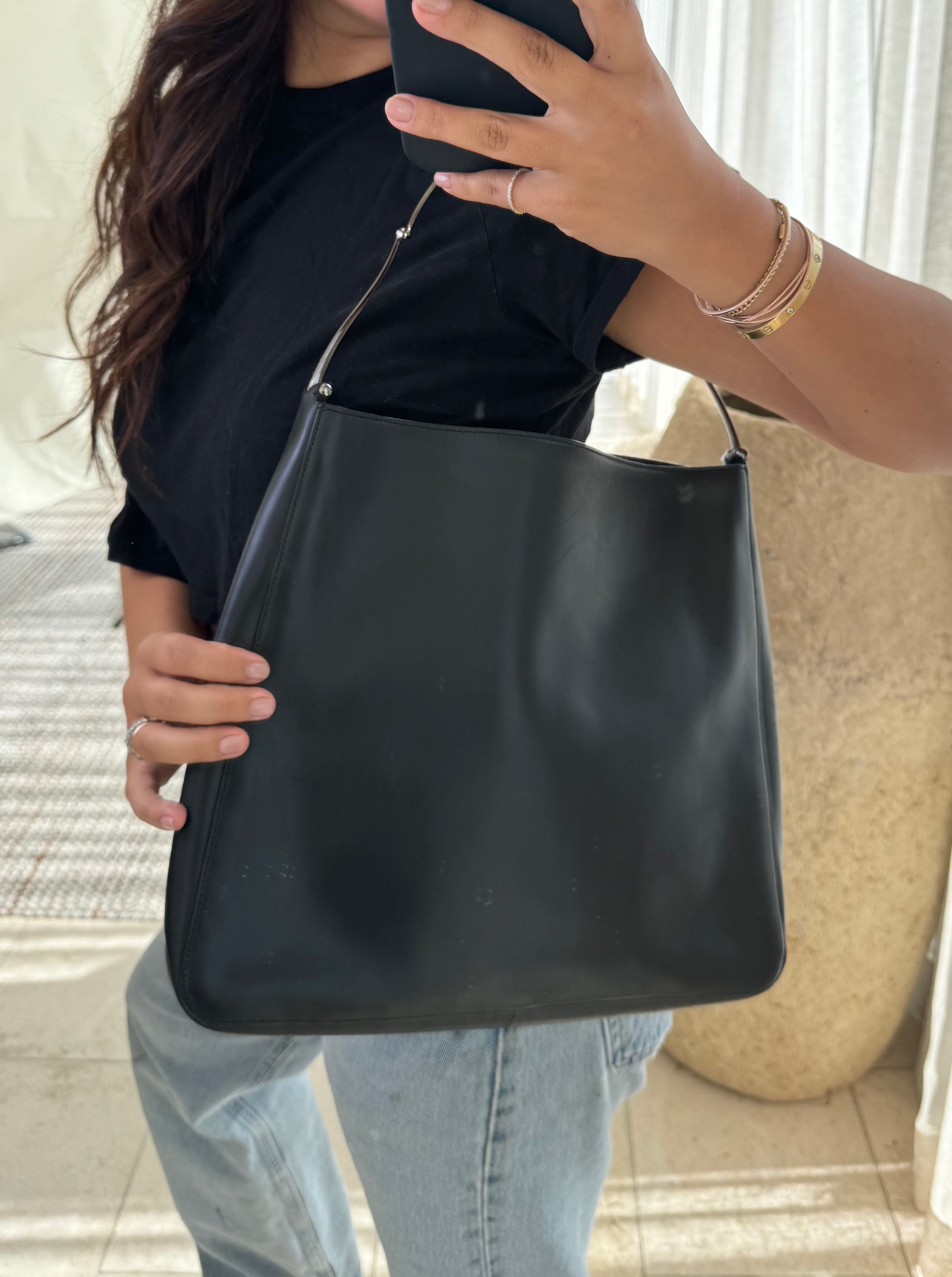 Gucci Tom Ford Black Leather Hobo Bag