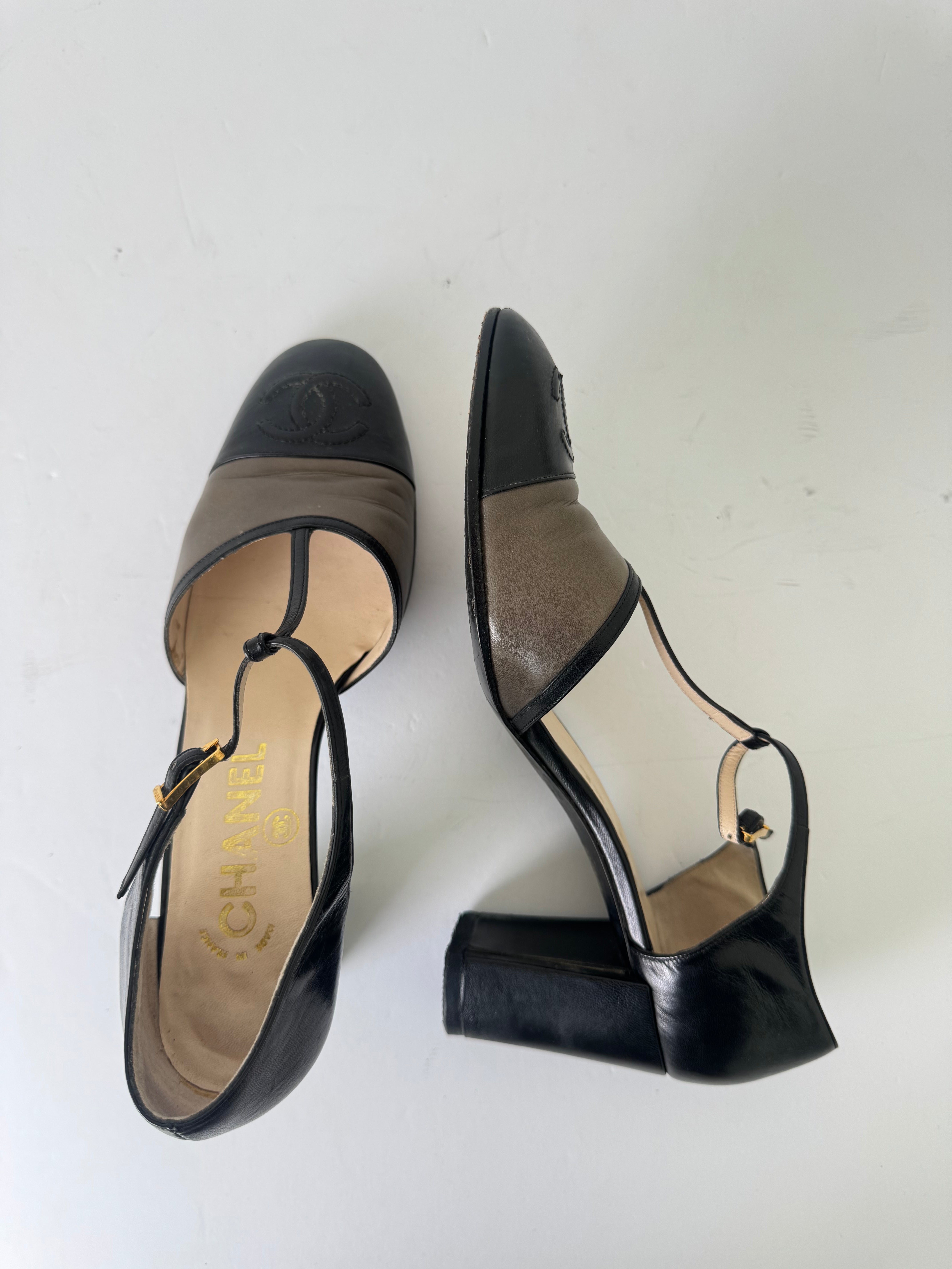 Chanel Black Mary Jane Pumps 37