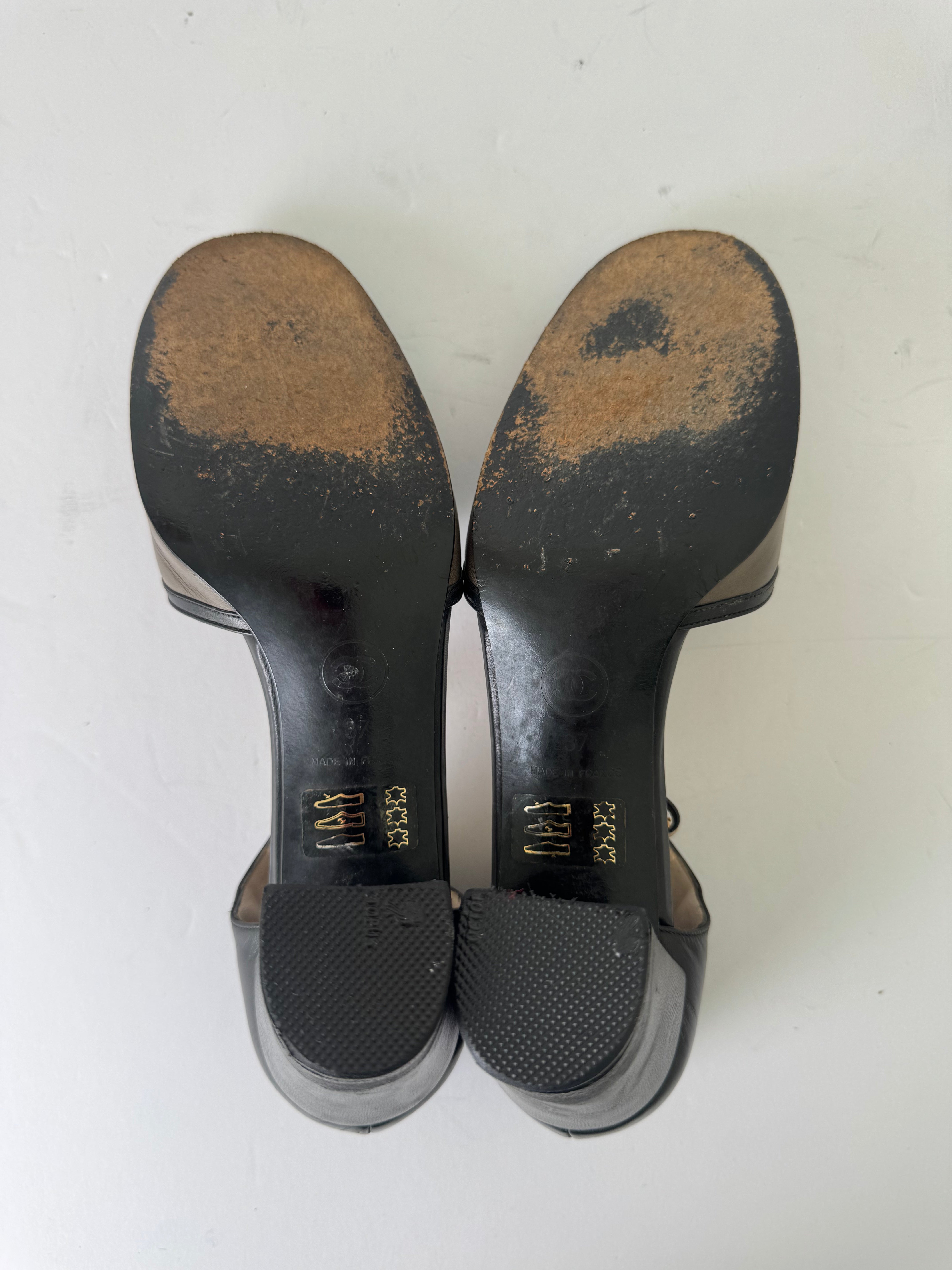 Chanel Black Mary Jane Pumps 37