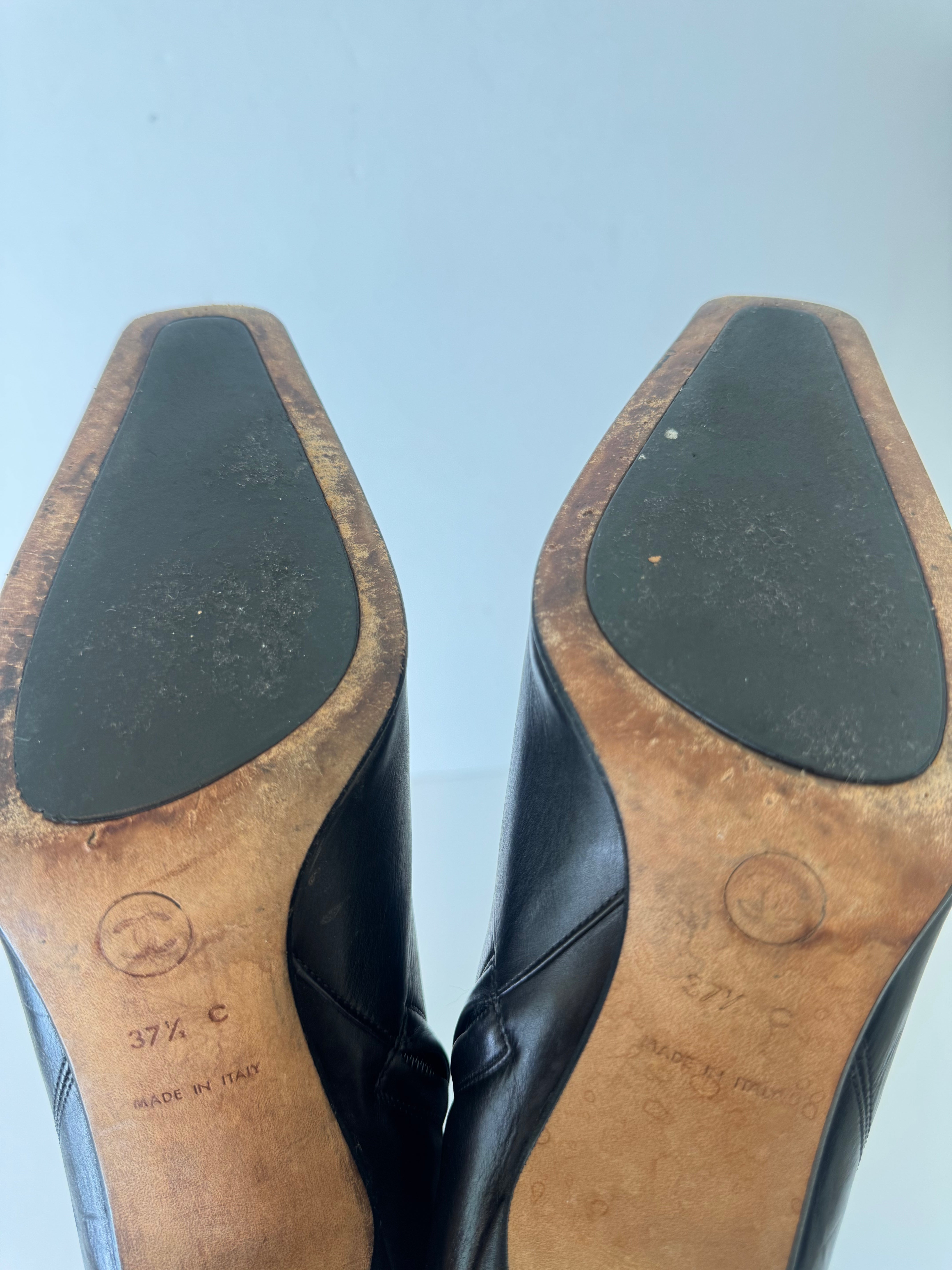 Chanel Vintage Leather CC Boots 37.5