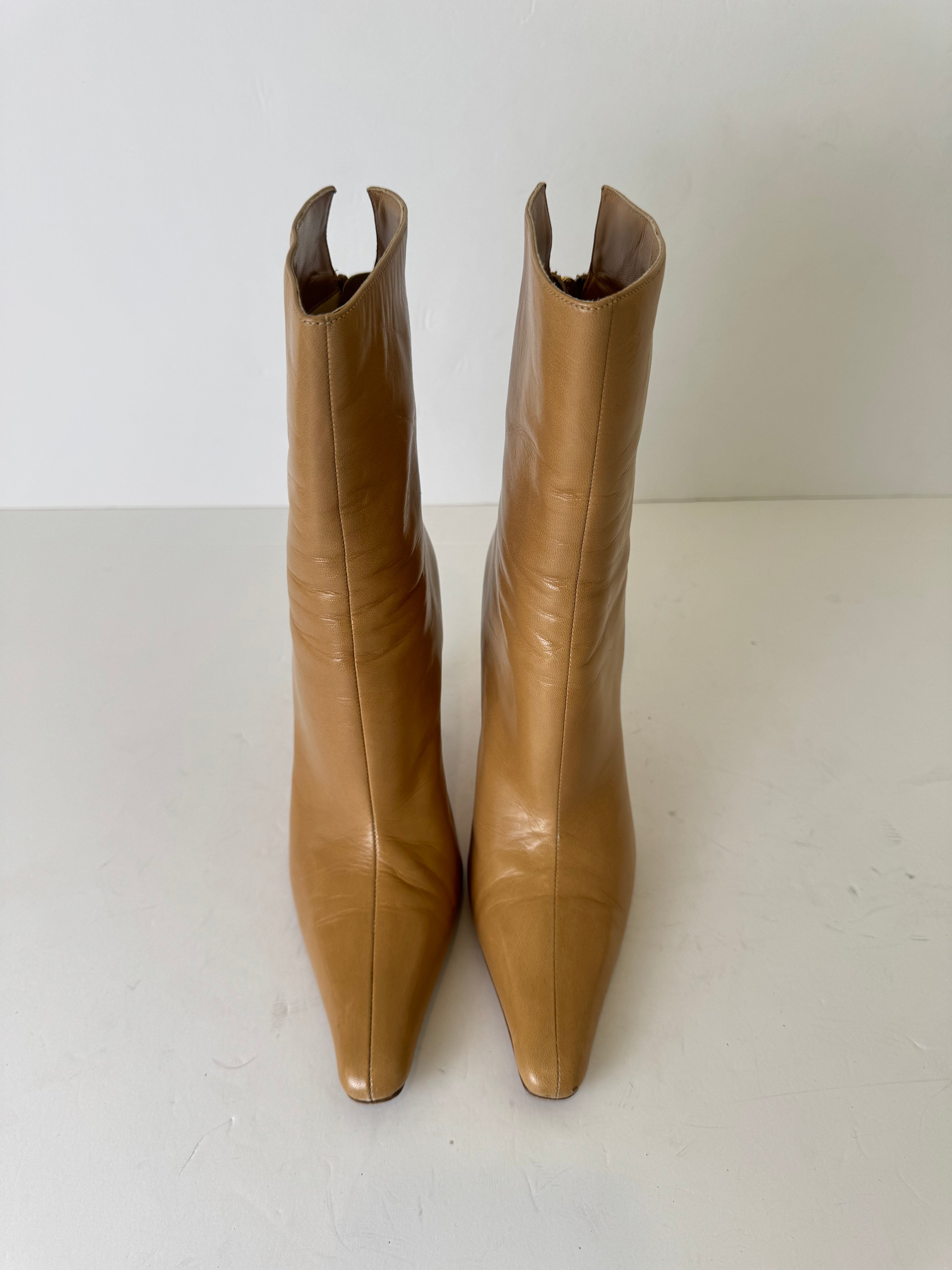 Jimmy Choo Neutral Leather Booties 37