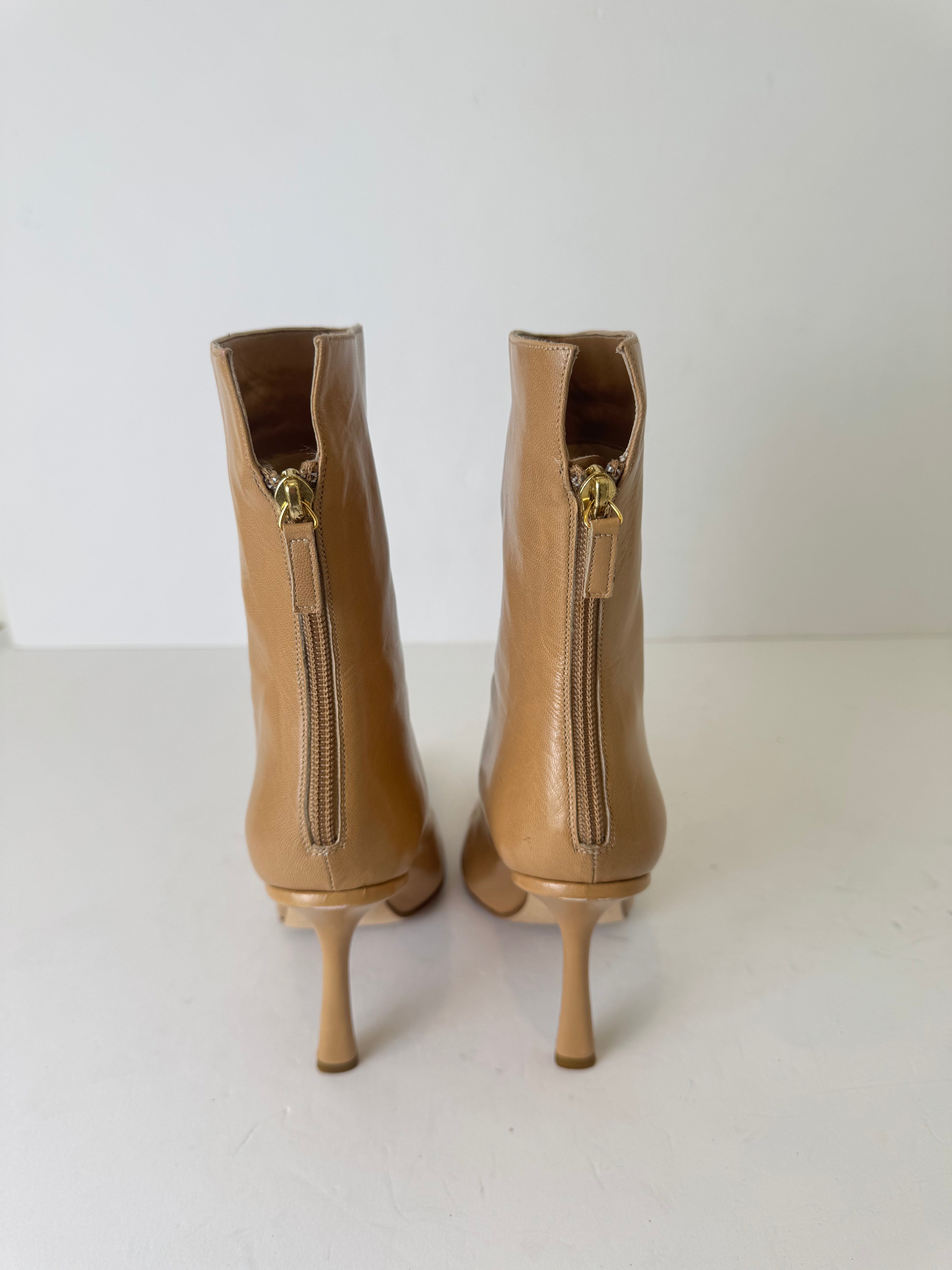 Jimmy Choo Neutral Leather Booties 37