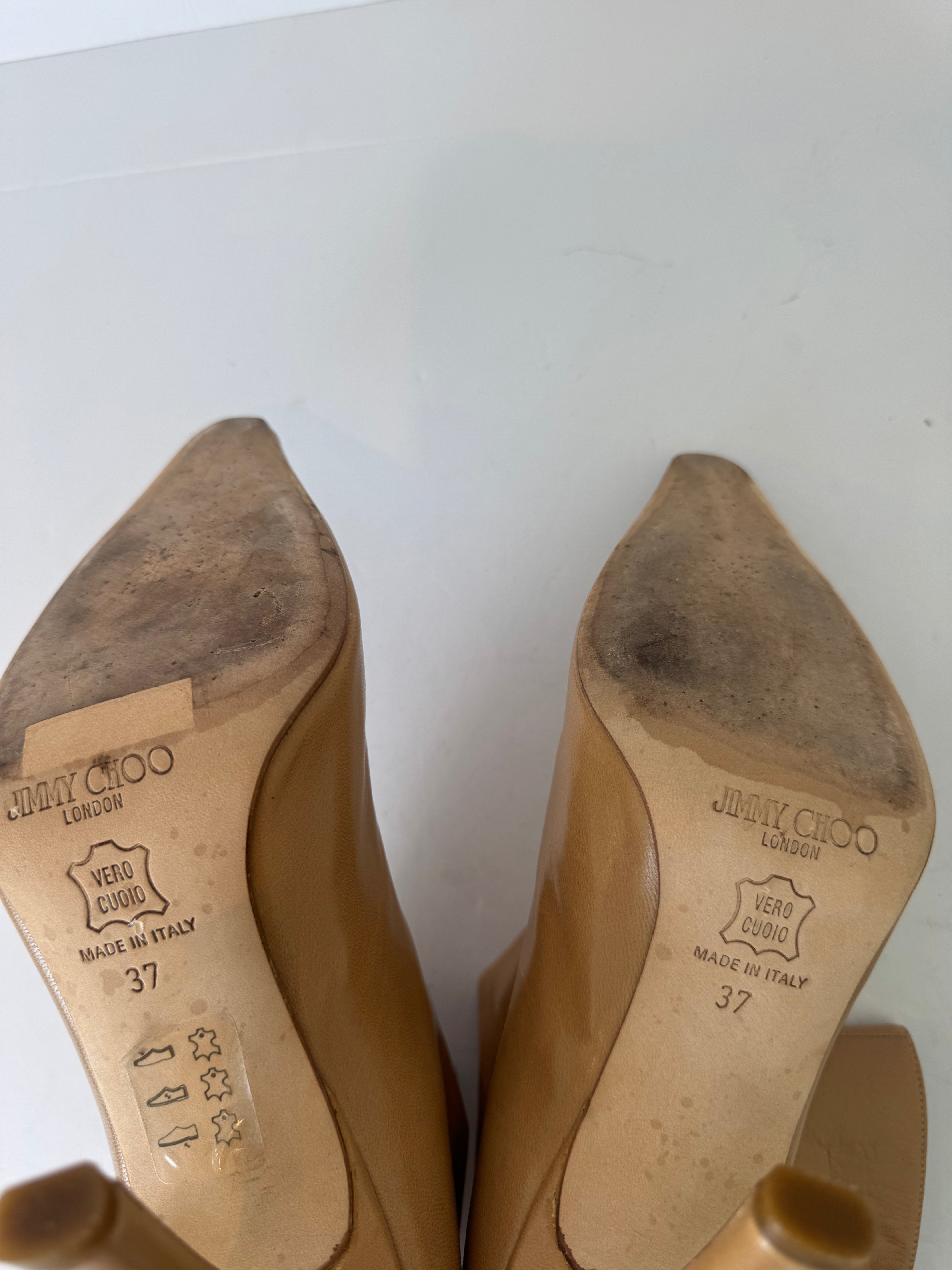 Jimmy Choo Neutral Leather Booties 37