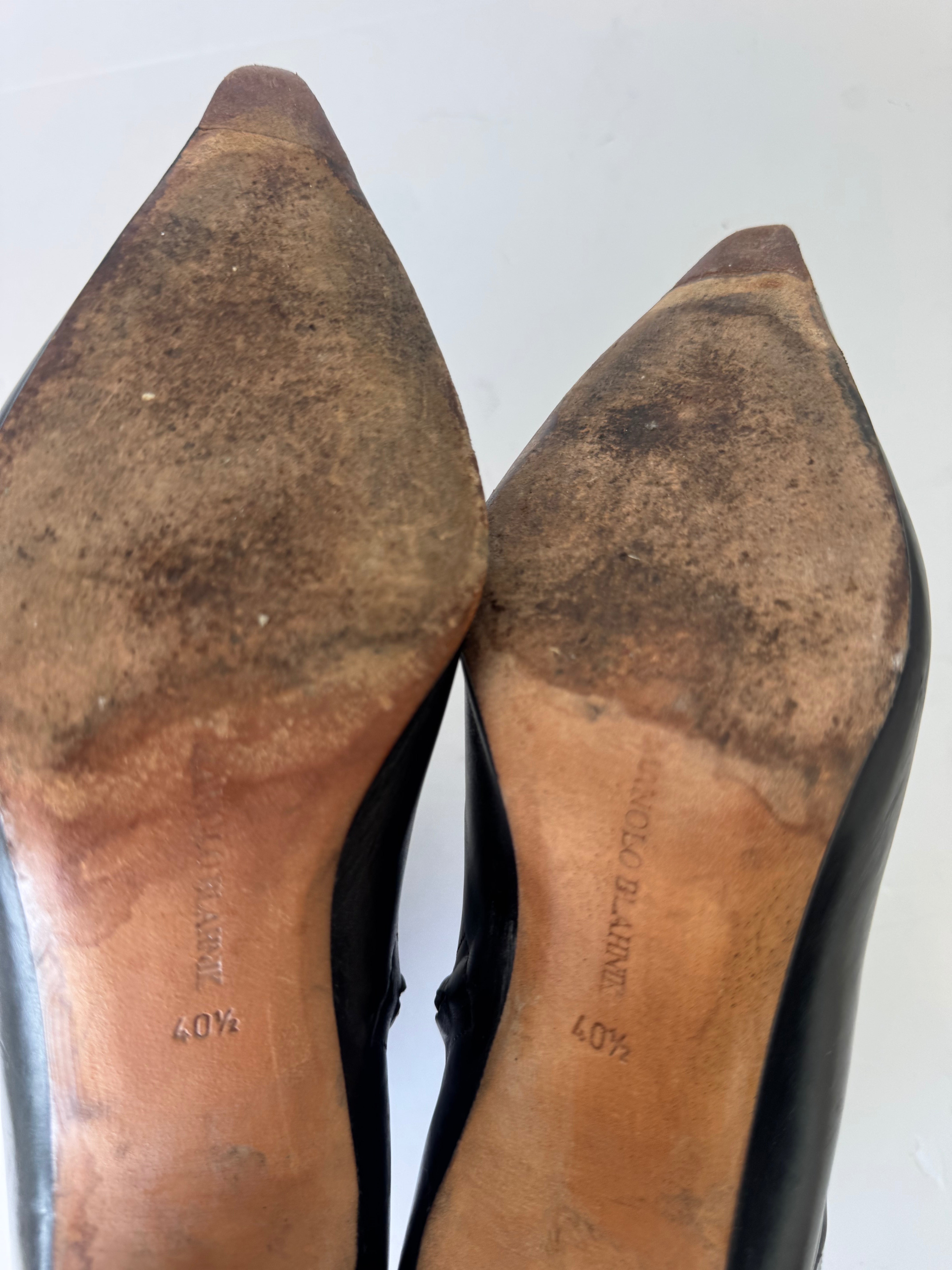 Manolo Blahnik Black Leather Booties 40.5