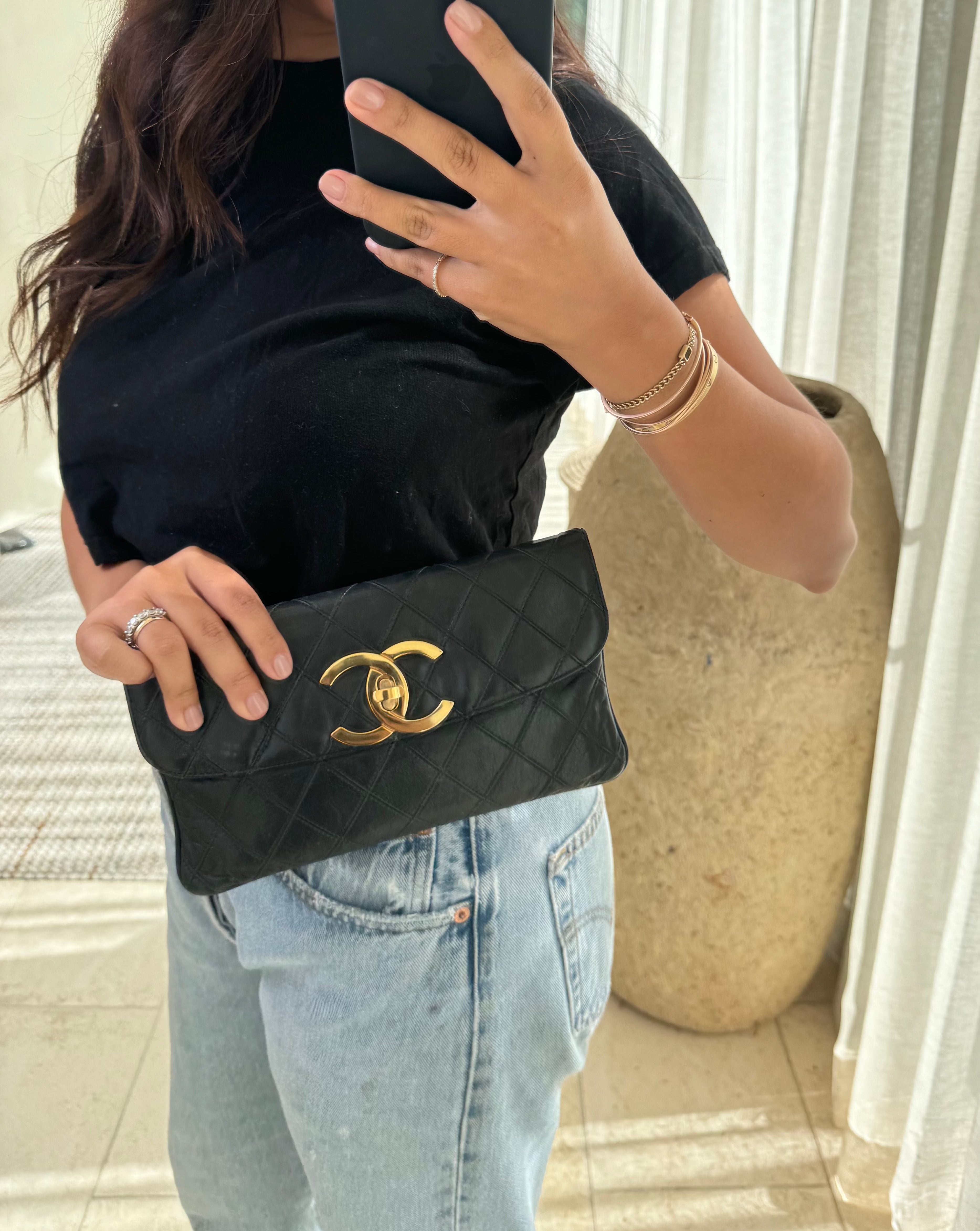 Chanel Lambskin Jumbo CC Clutch Rare