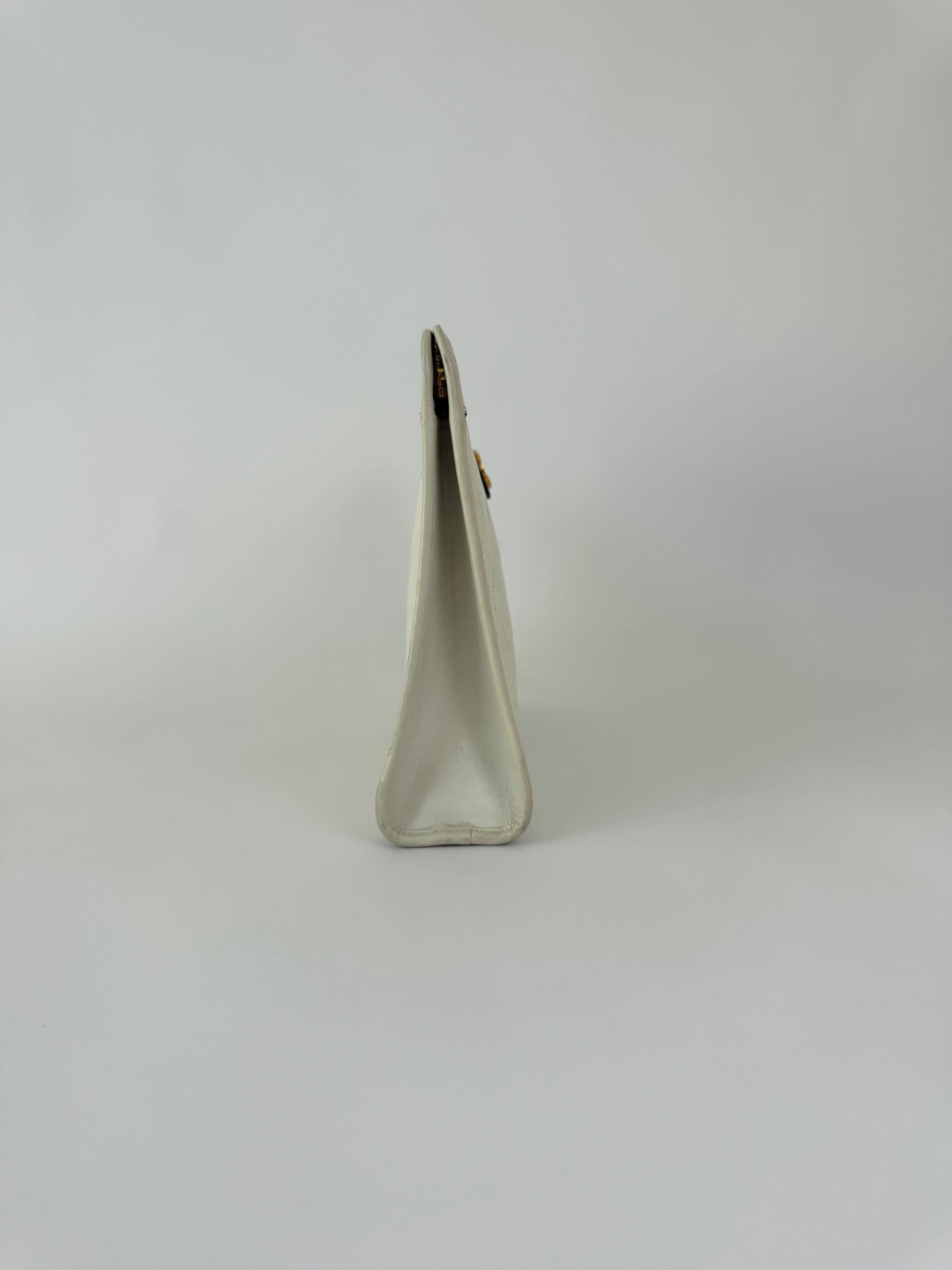 Chanel Vintage White Calfskin Clutch