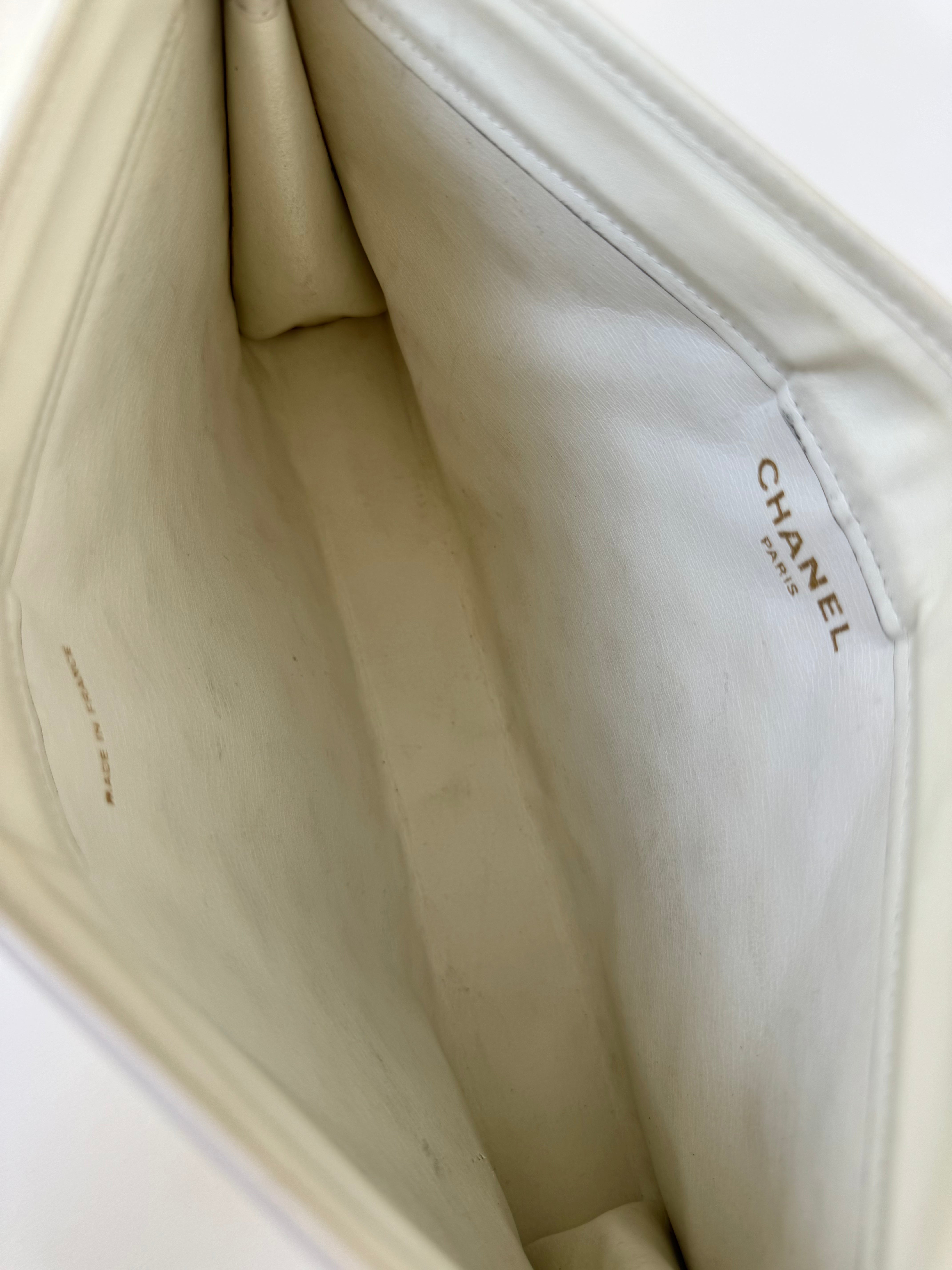 Chanel Vintage White Calfskin Clutch