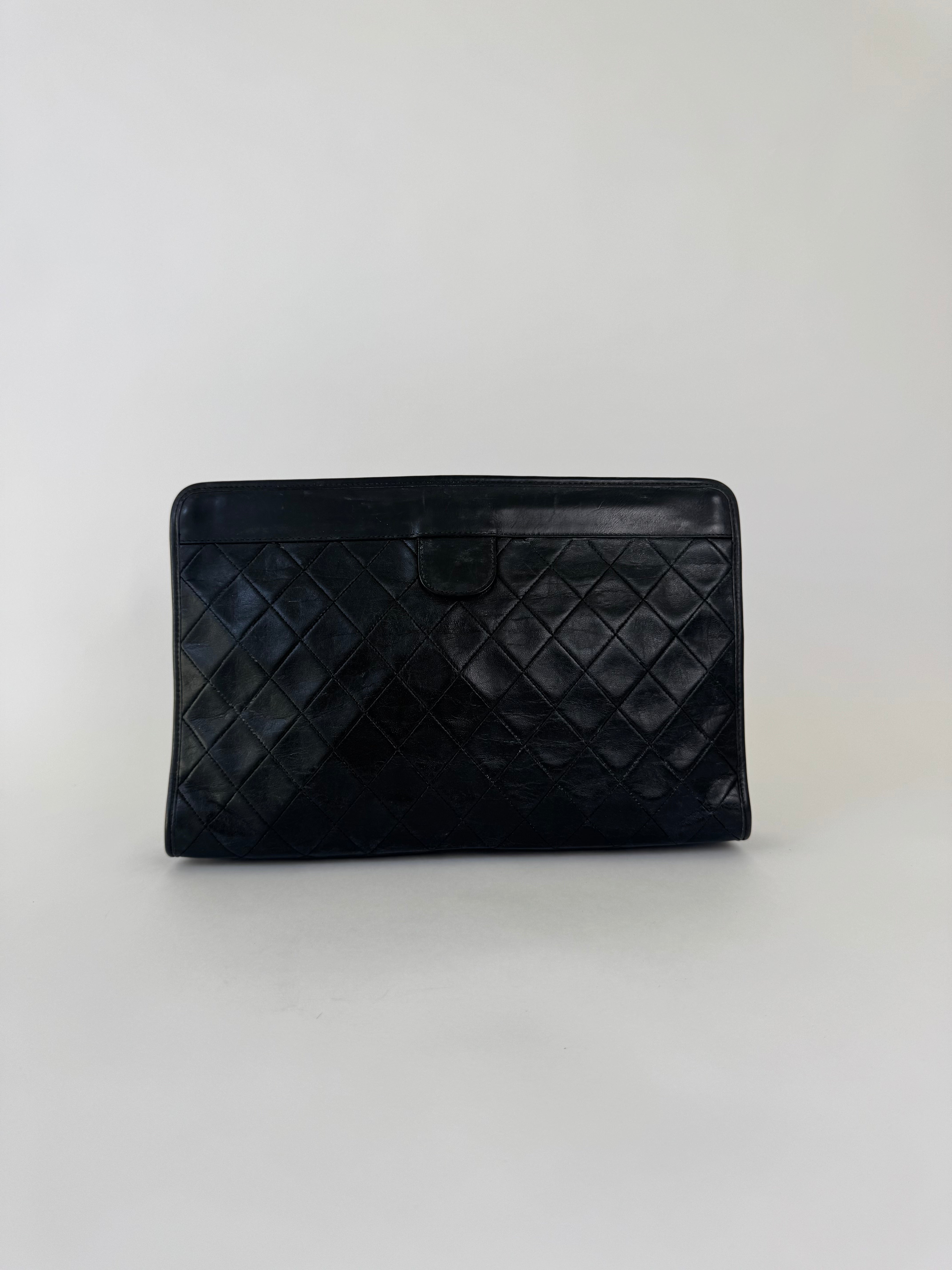 Chanel Vintage Calfskin Quilted Clutch Small