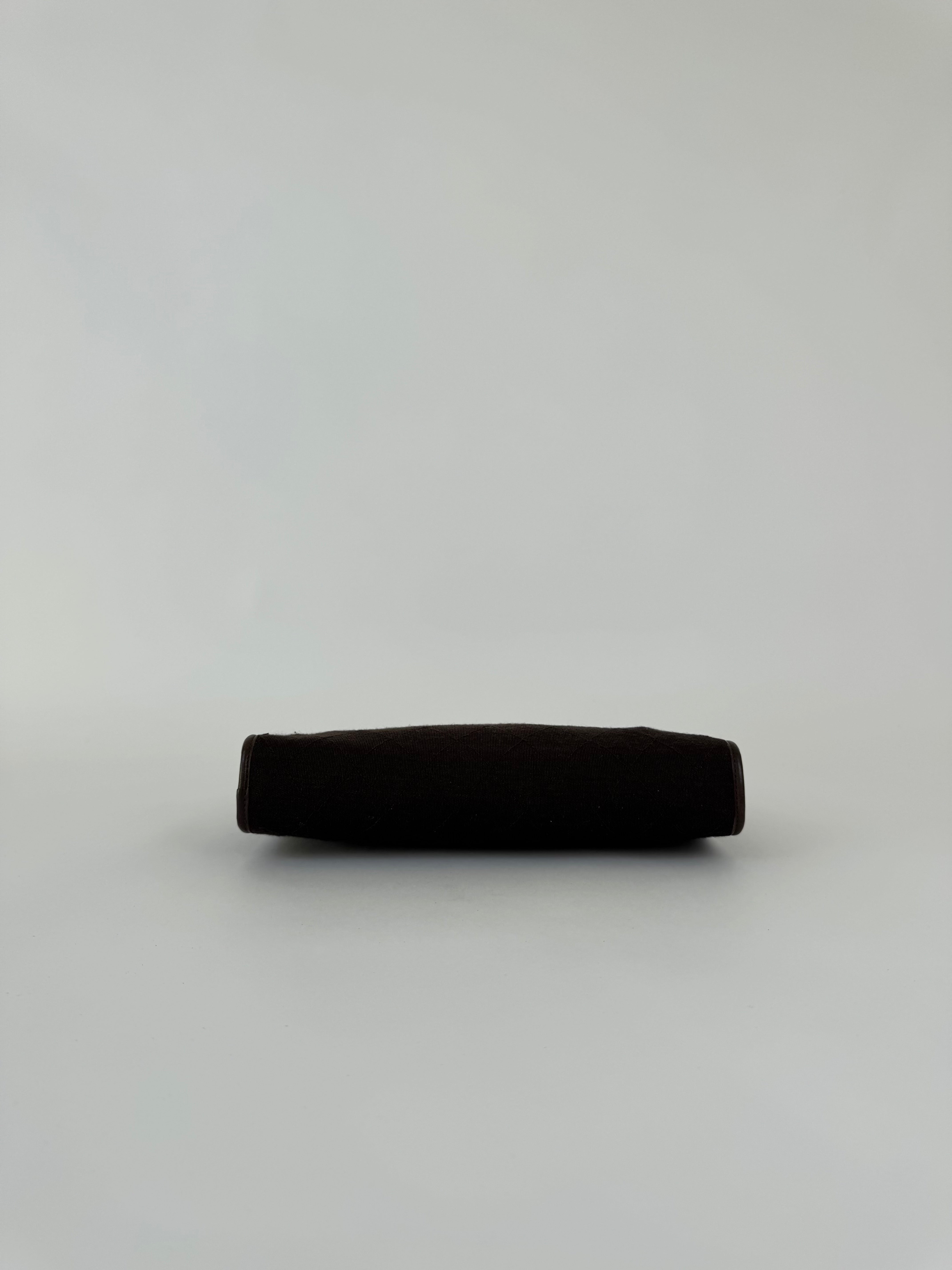 Chanel Vintage Brown Canvas Clutch