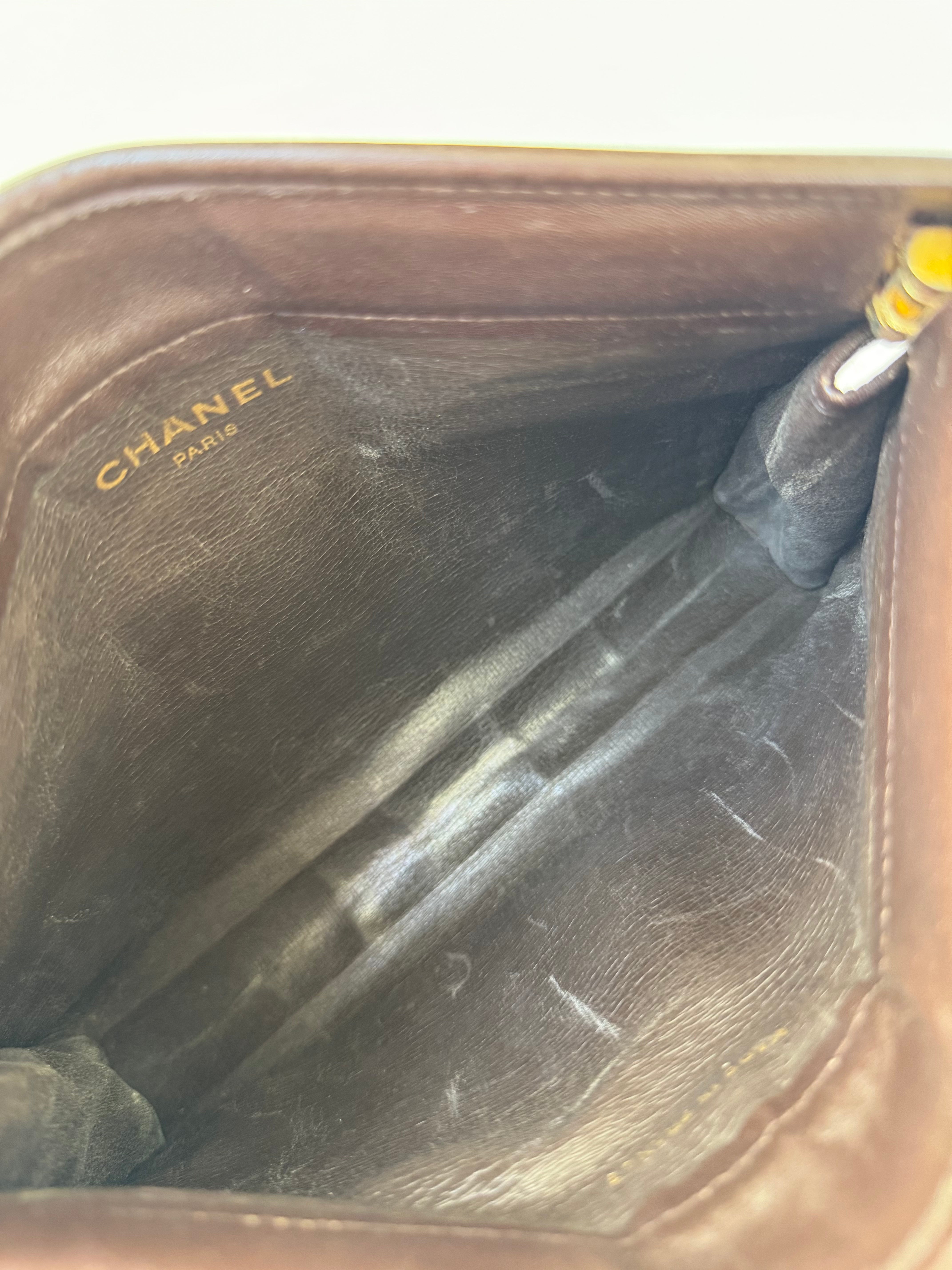 Chanel Vintage Brown Canvas Clutch