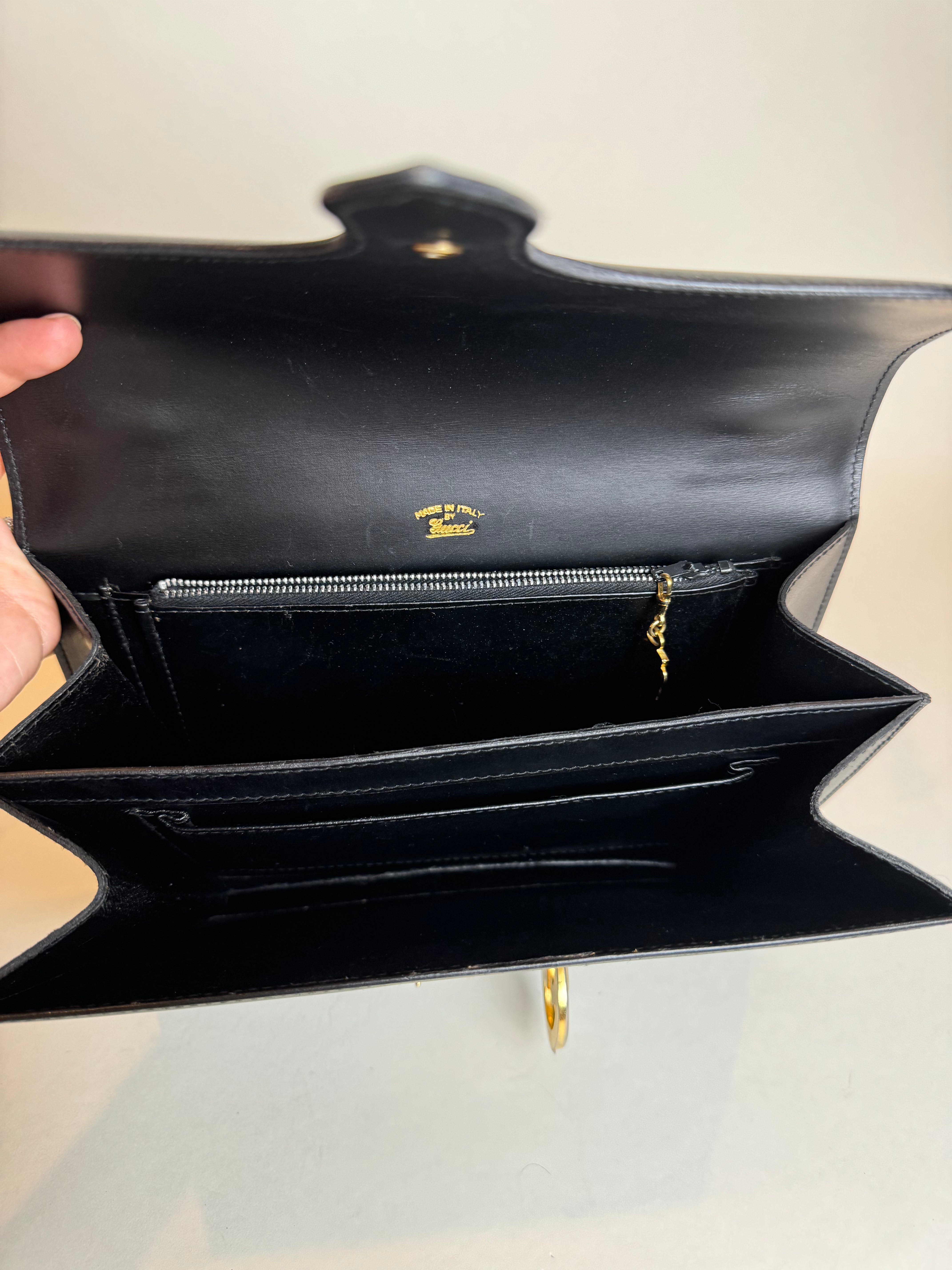 Gucci Black Leather GG Snap Handbag