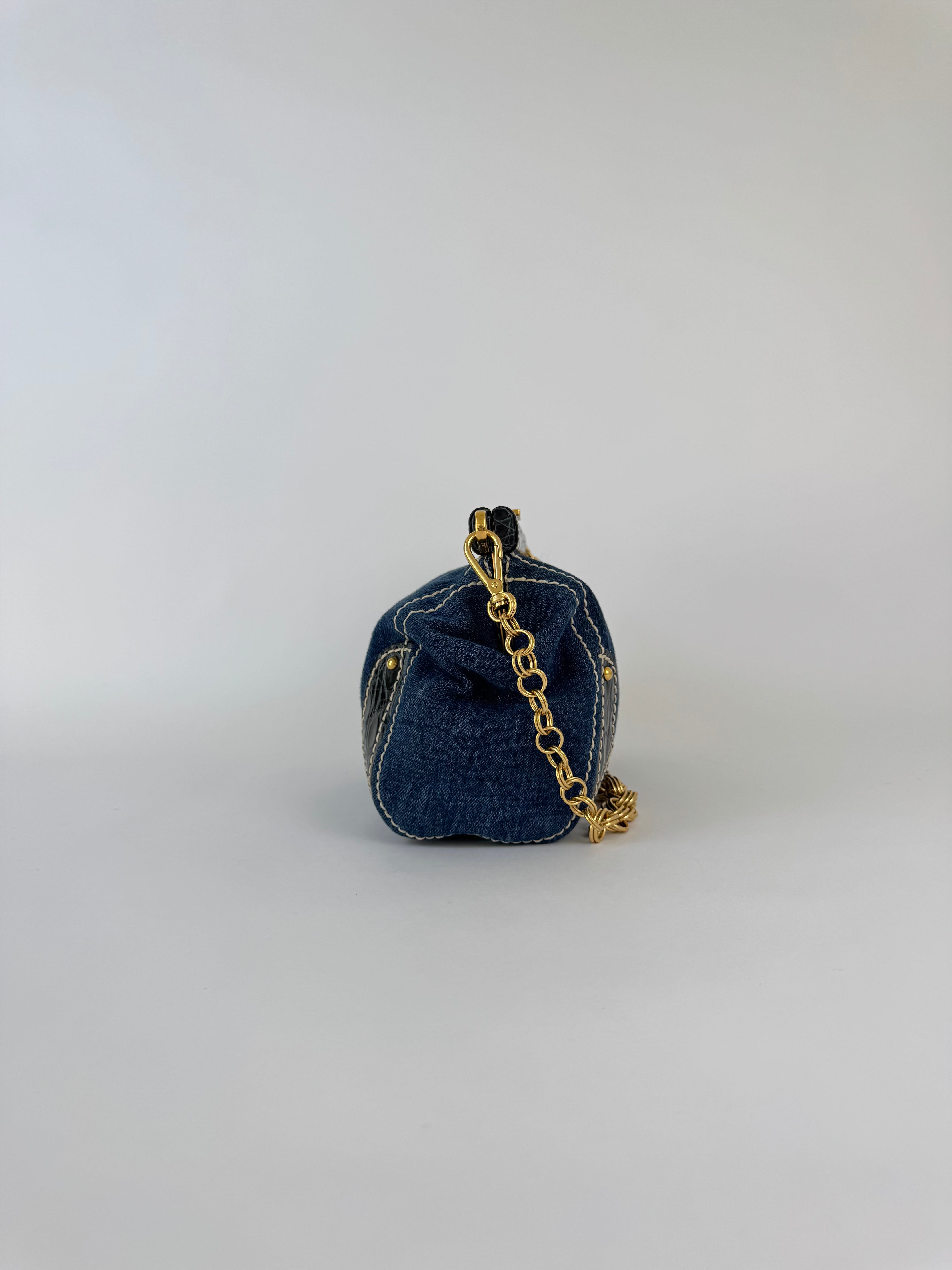 Prada Denim Chain Link Shoulder Bag