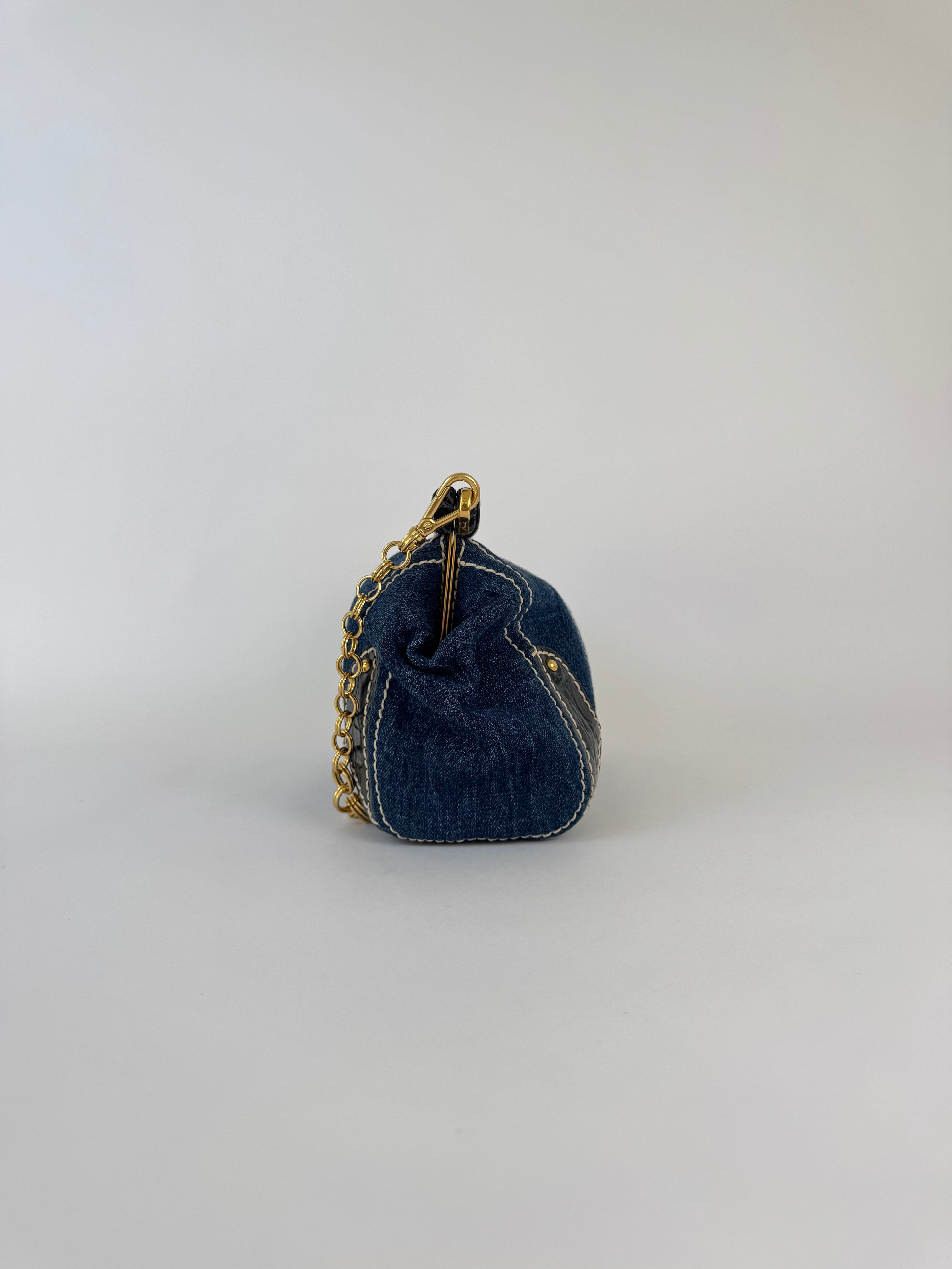 Prada Denim Chain Link Shoulder Bag