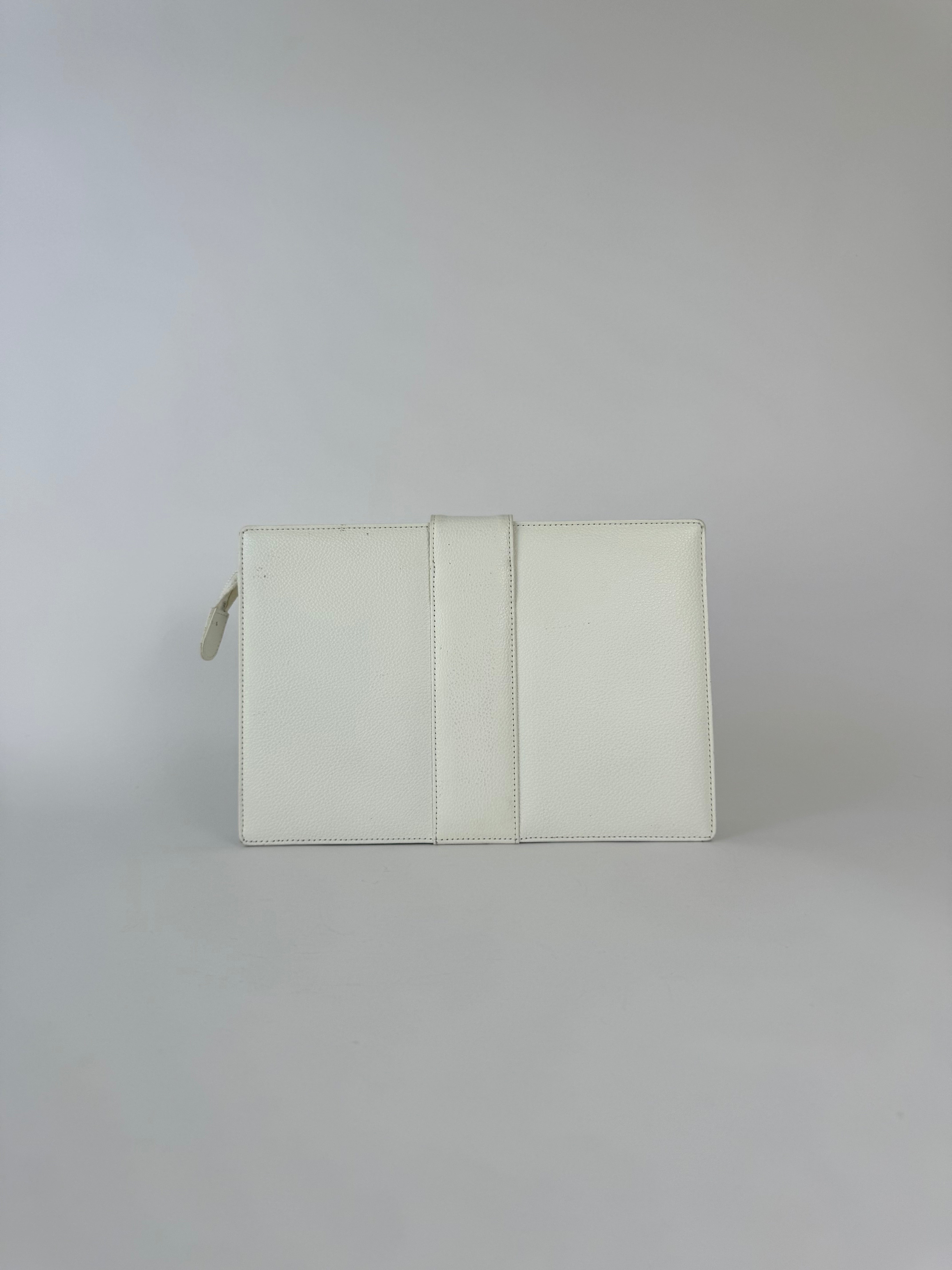 YSL White Leather Clutch