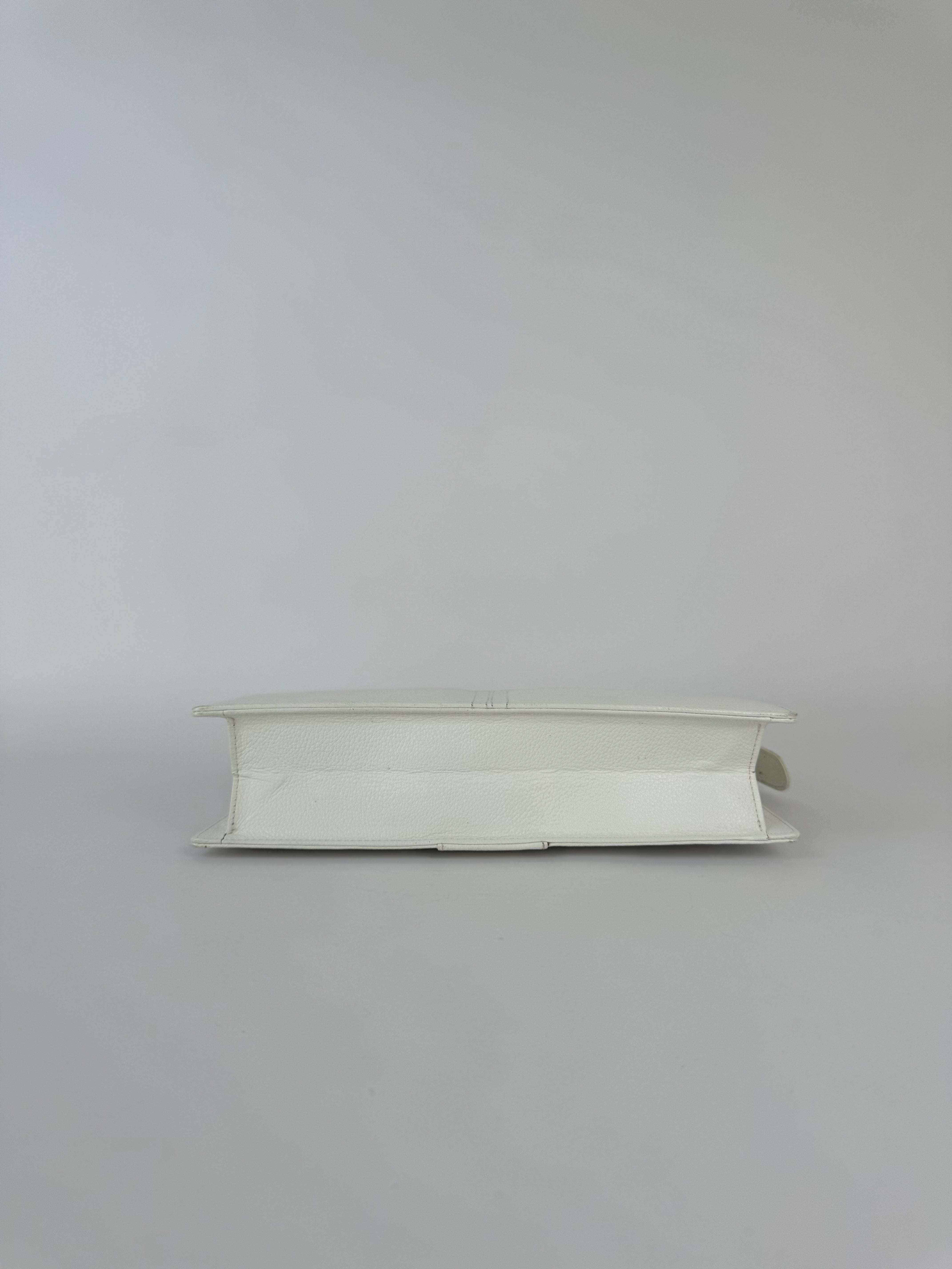 YSL White Leather Clutch