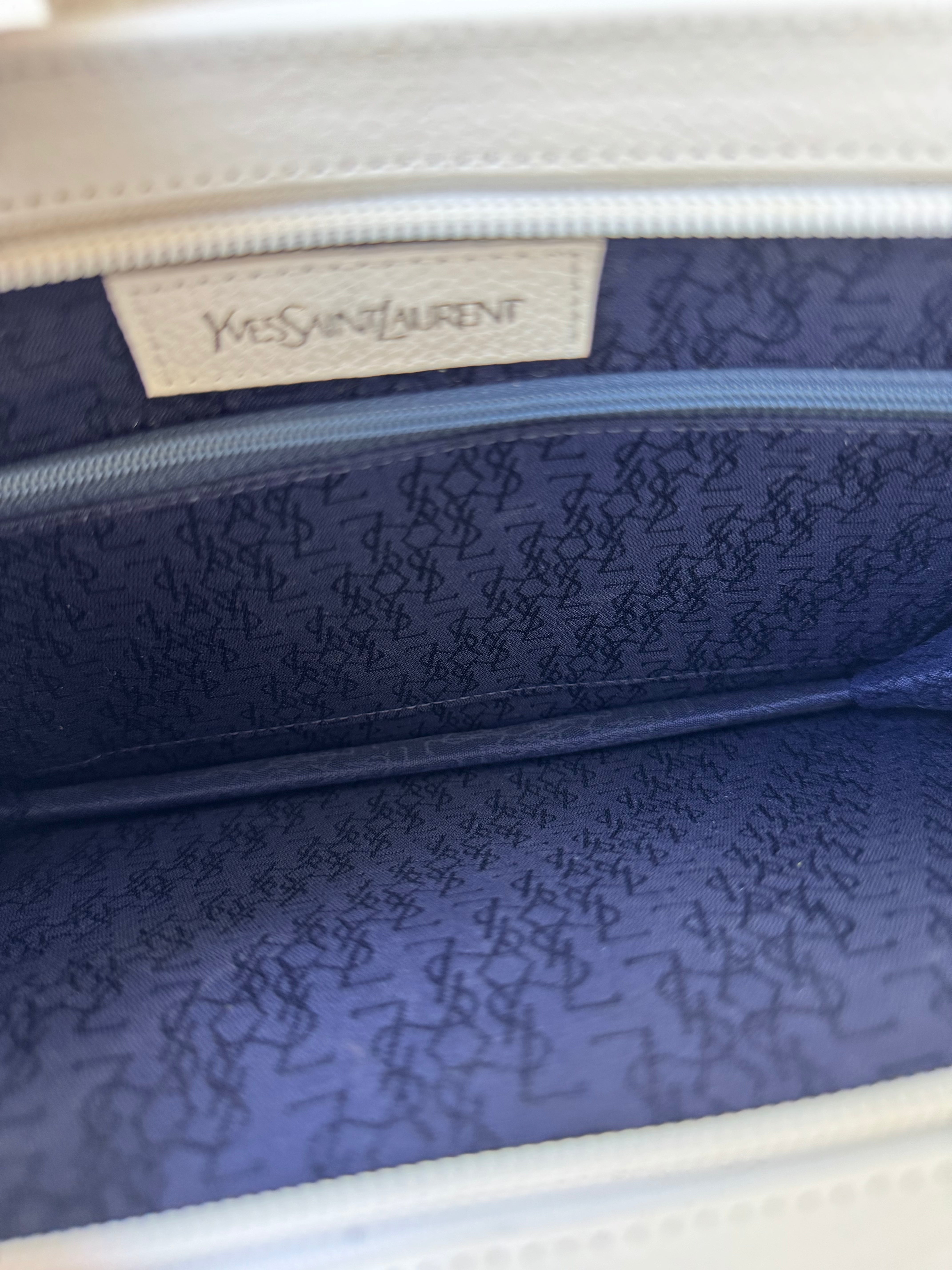YSL White Leather Clutch