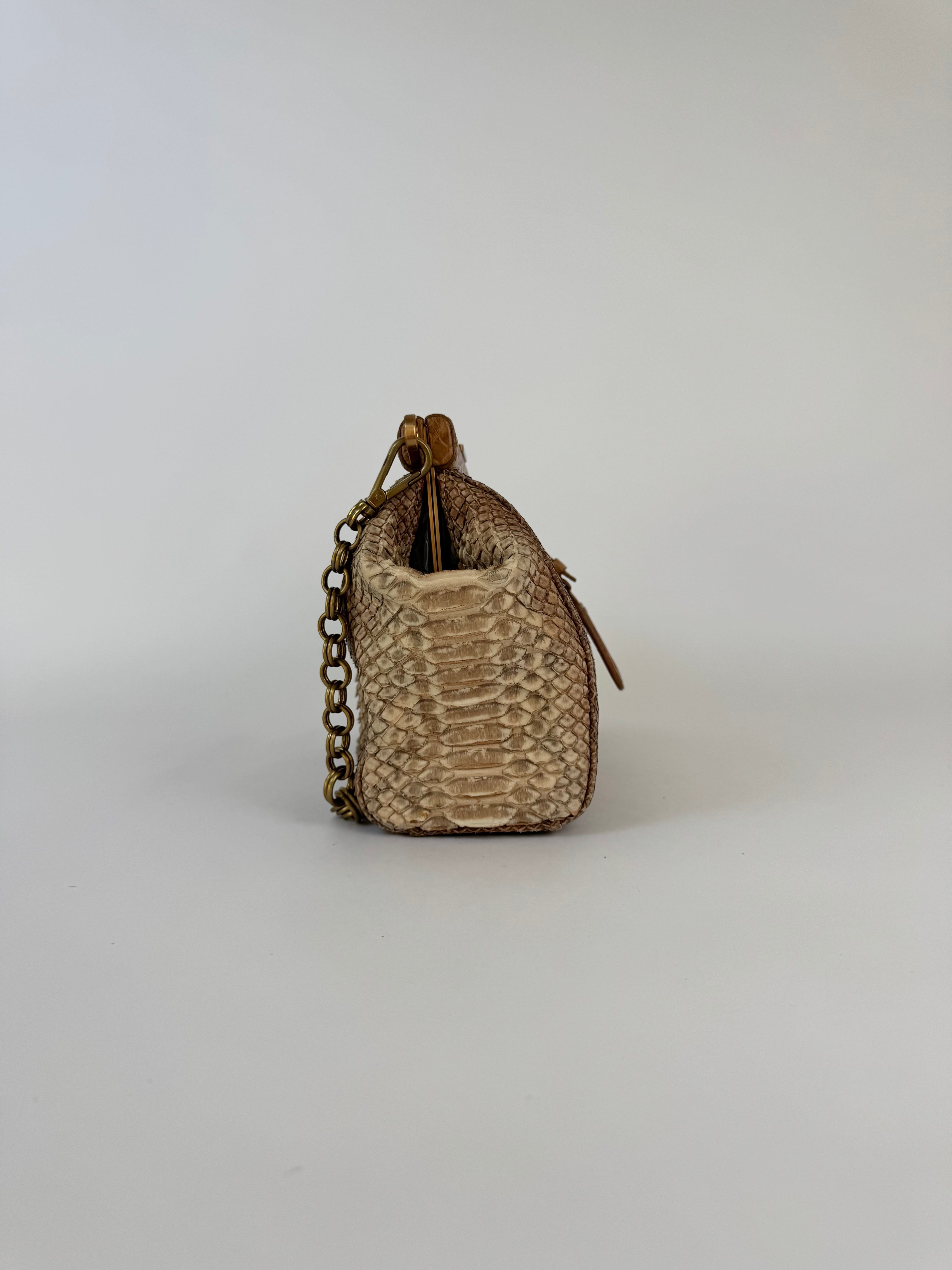 Prada Vintage Python Clutch/Shoulder Bag