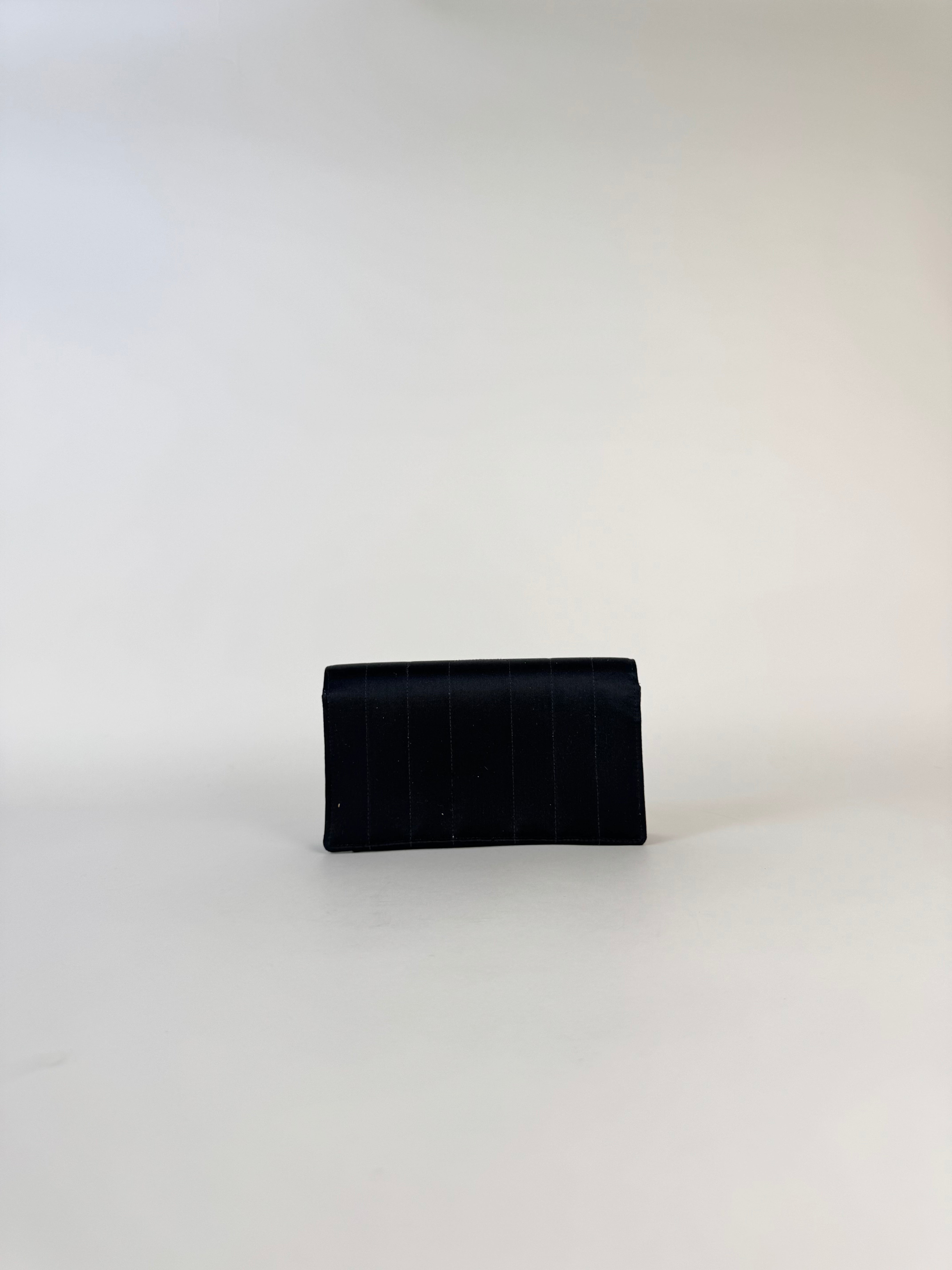 Chanel Black Satin Clutch Small Rare