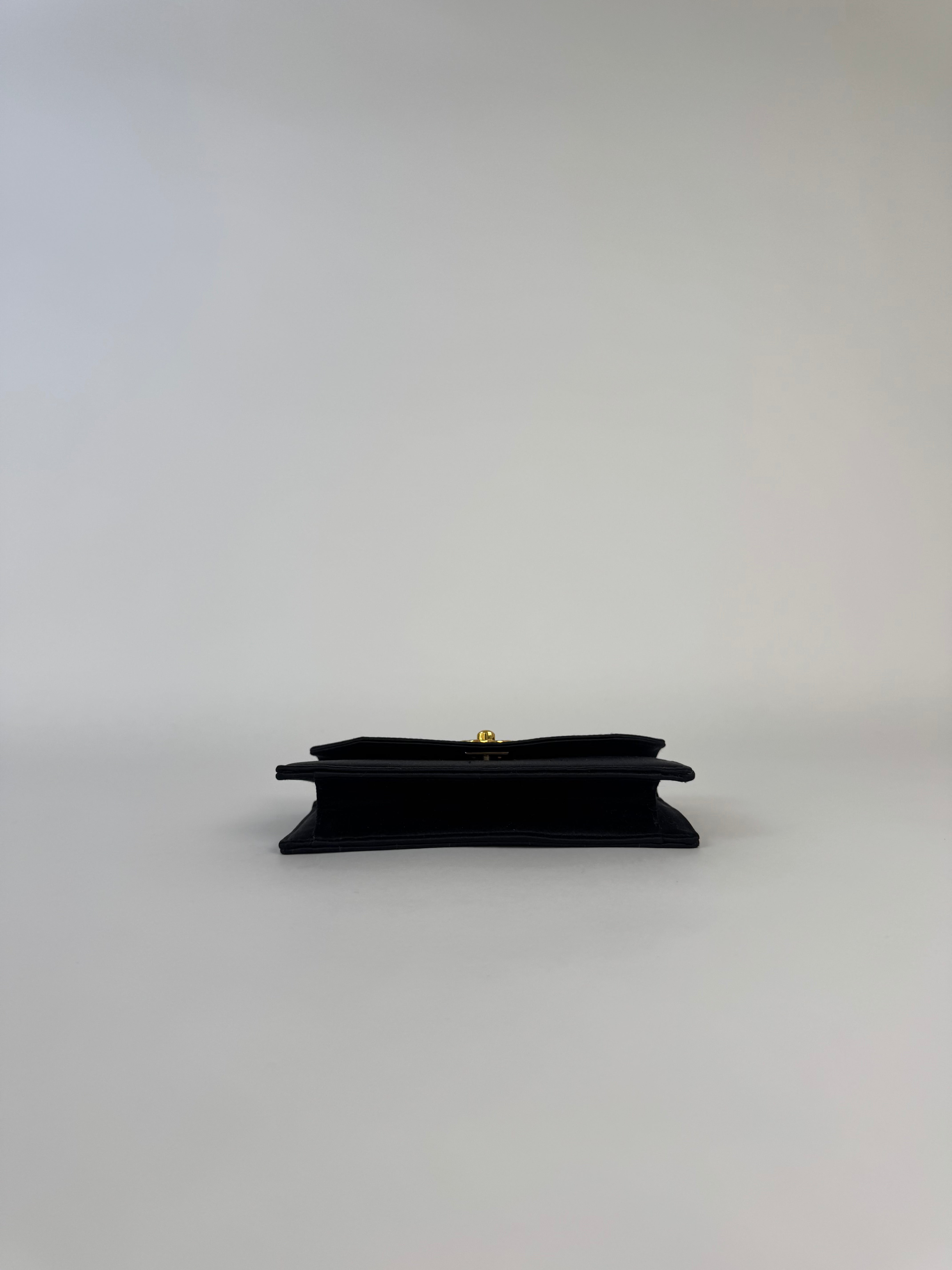 Chanel Black Satin Clutch Small Rare