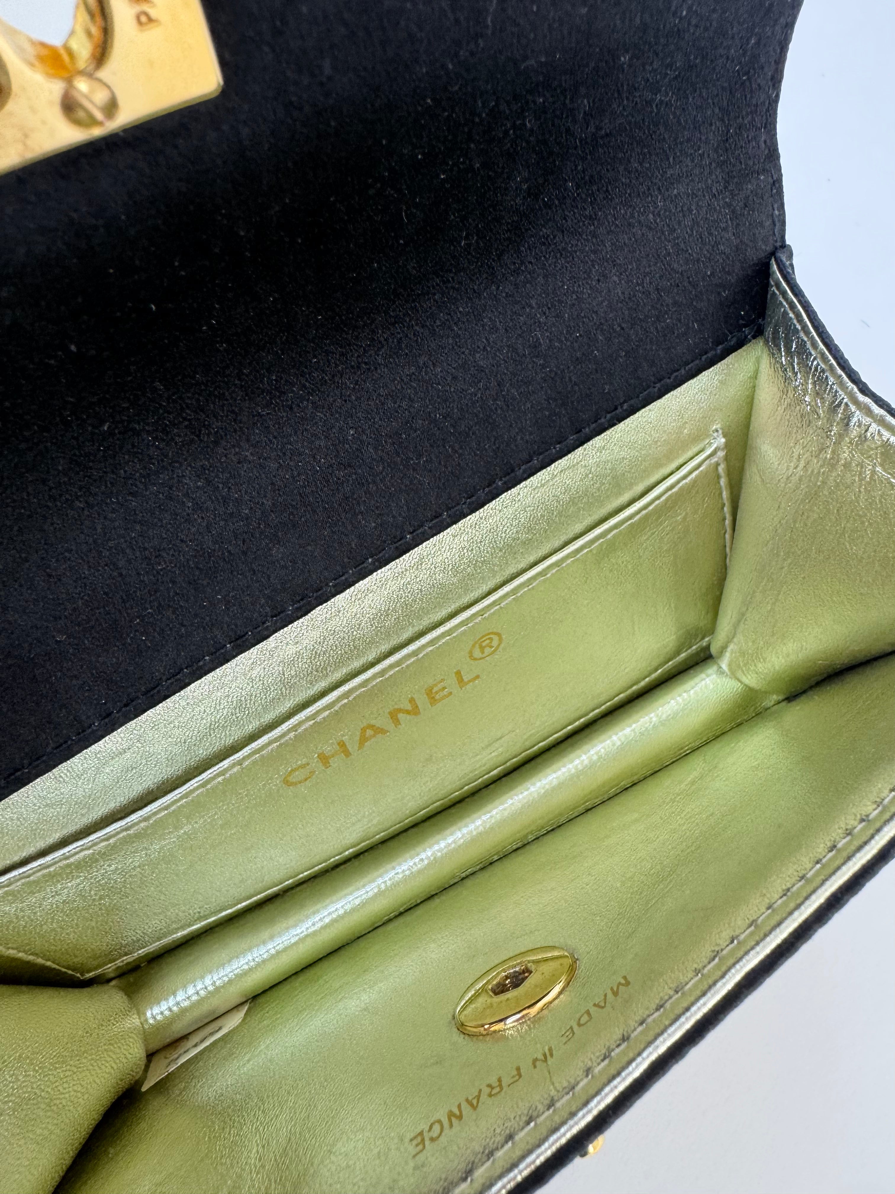 Chanel Black Satin Clutch Small Rare
